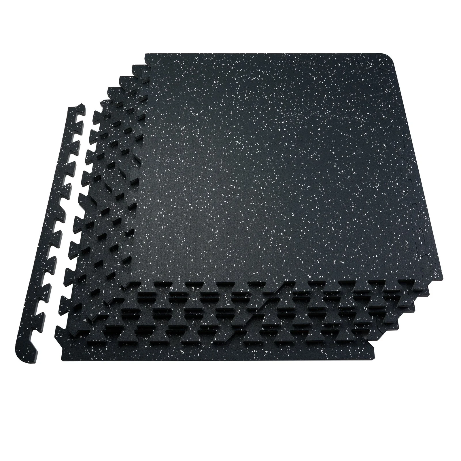 0.56 Inch Thick Gym Floor Mats, 6 Tiles Rubber Top with EVA Foam, 25" x 25" Gym Flooring Workout Mats with 25 sq.ft Coverage, Interlocking Puzzle Gym Mats for Gym, Home, Garage, Black & White