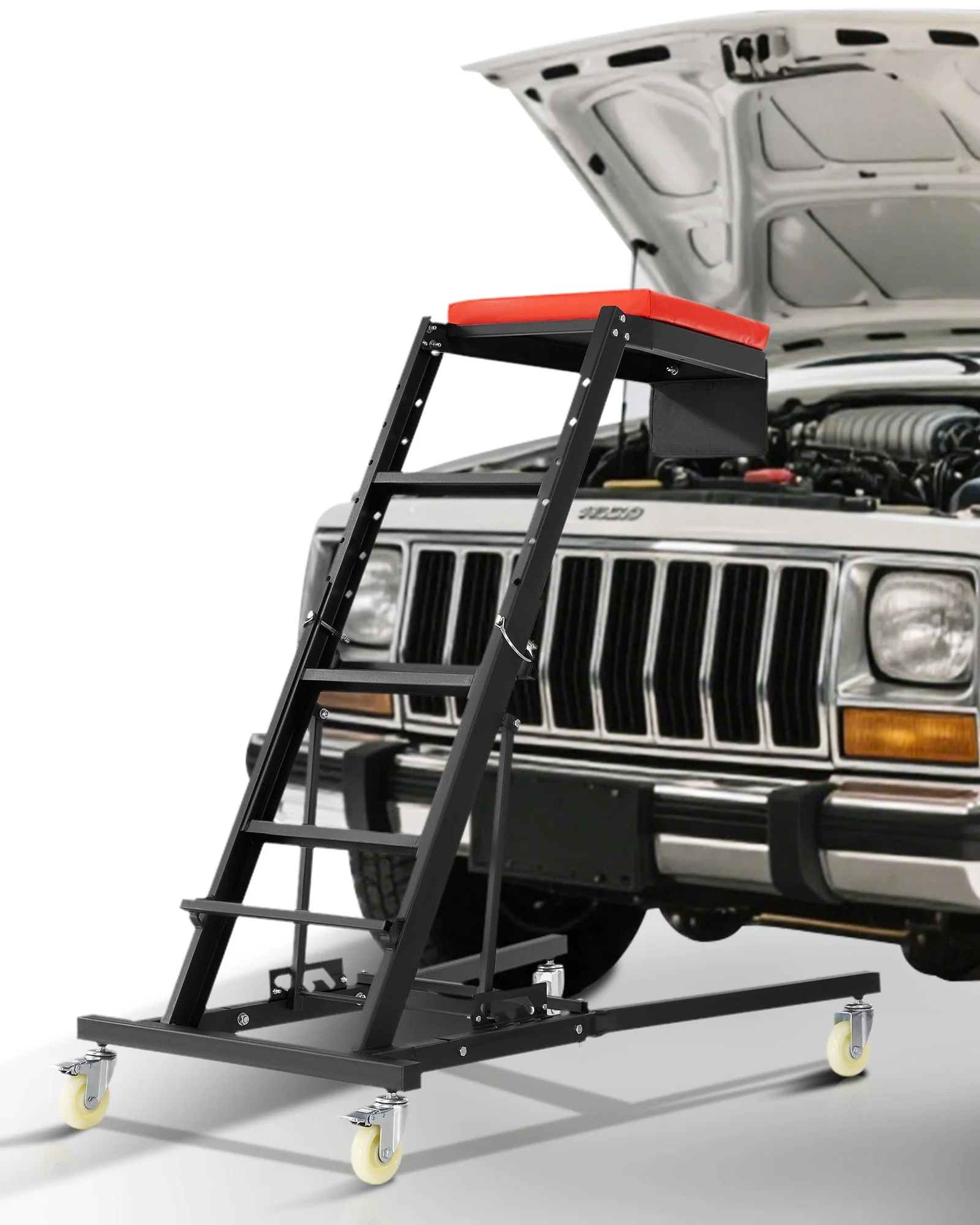 Automotive Top Creeper, Engine Creeper 42.5"-64.8", 400 LBS Capacity High Top Creeper, 4 Swivel Caster Wheels, Padded Deck,  Creeper for Home Garage, Workshop Repair Maintenance
