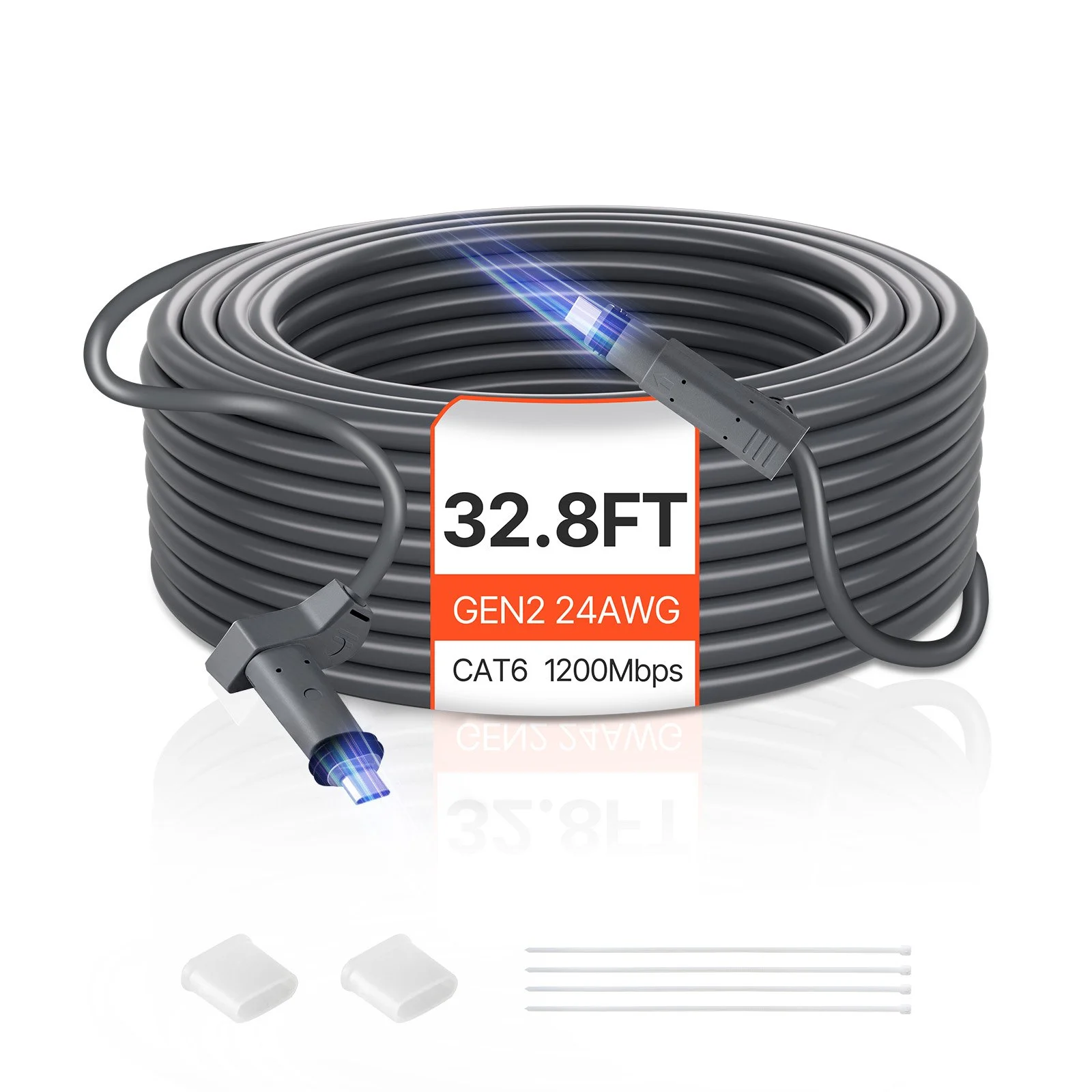 Starlink Gen 2 Cable, 32.8 FT, 24 AWG Copper Core, Durable Extension Cable for Standard Generation 2, Compatible with Starlink Rectangular Satellite V2, Flexible Wiring for RV, Backyard Camping