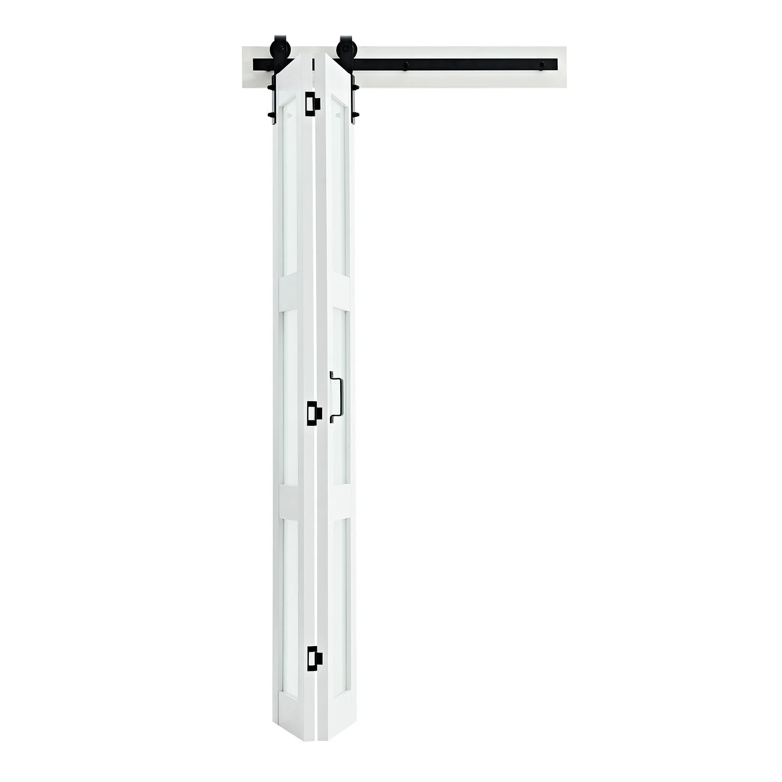 Bifold Barn Door, 36" x 84", MDF with Tempered Glass Bi-Fold Sliding Closet Doors, Hardware Kit Included, Space-Saving Design, Pre-Assembled Panels for Bedroom, Living Room, Wardrobe, White - Image 12