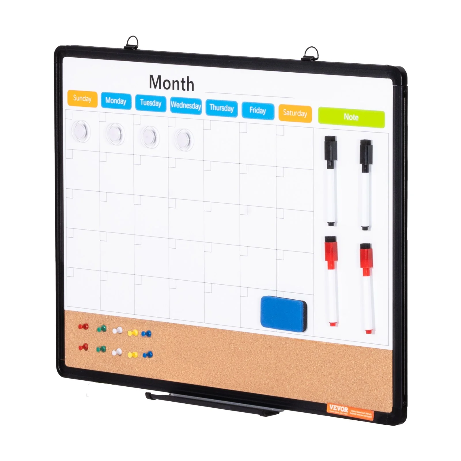 24"x 18" Monthly Calendar Whiteboard & Cork Board Combo with Aluminum Frame – 2-in-1 Magnetic Dry Erase Bulletin Board for Wall Mount – Ideal for School, Home, Office - Image 10