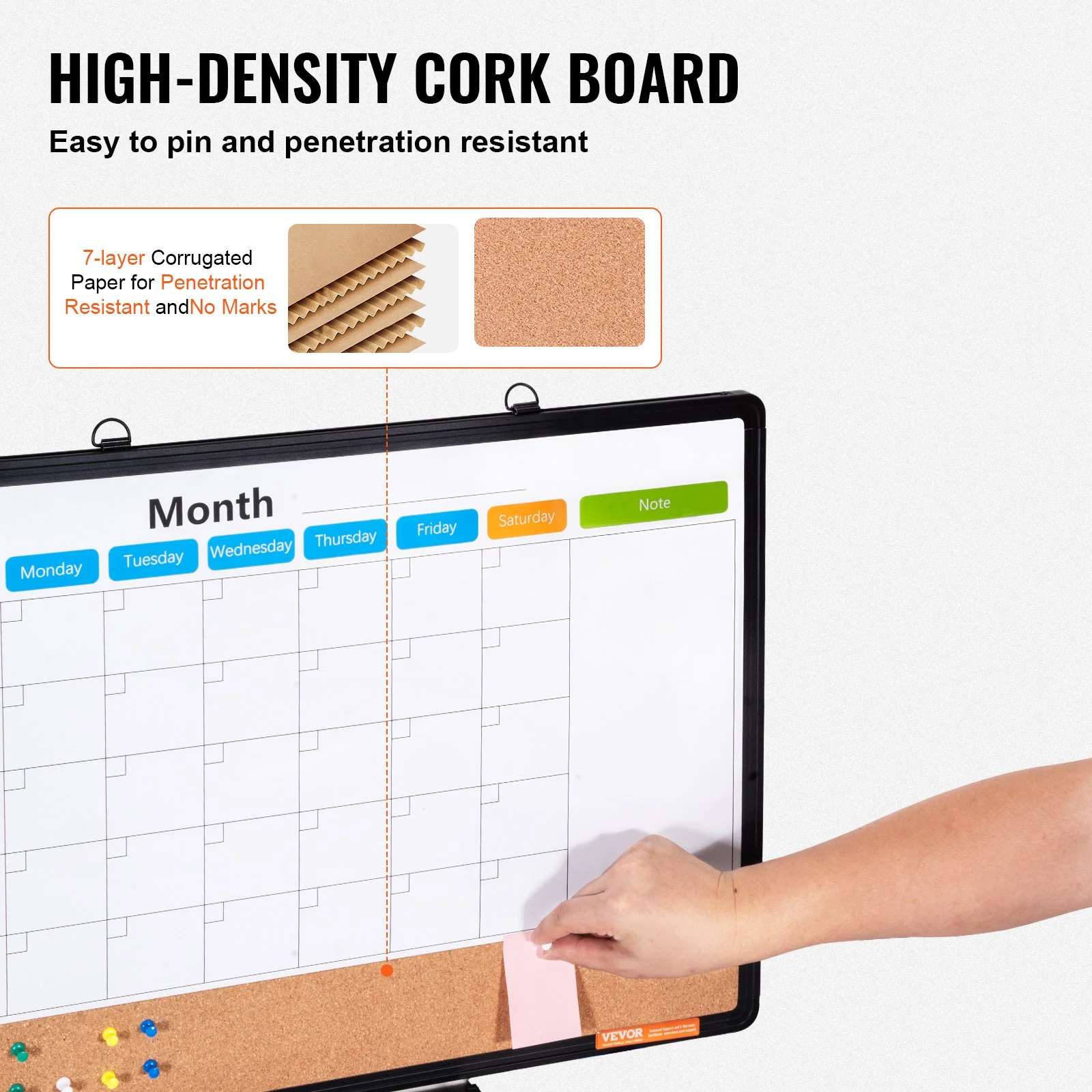 24"x 18" Monthly Calendar Whiteboard & Cork Board Combo with Aluminum Frame – 2-in-1 Magnetic Dry Erase Bulletin Board for Wall Mount – Ideal for School, Home, Office - Image 5