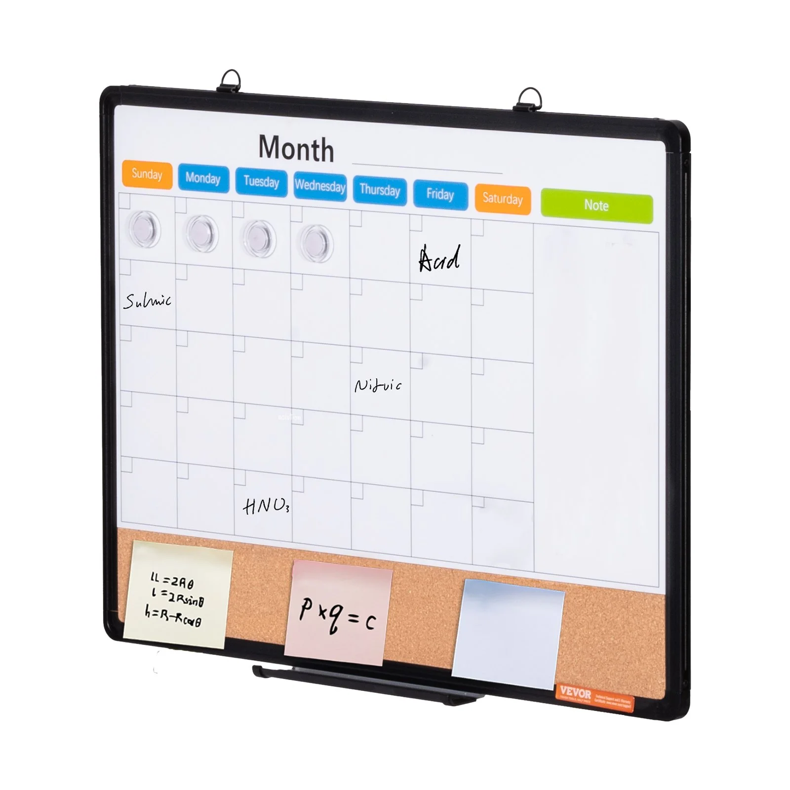 24"x 18" Monthly Calendar Whiteboard & Cork Board Combo with Aluminum Frame – 2-in-1 Magnetic Dry Erase Bulletin Board for Wall Mount – Ideal for School, Home, Office - Image 9