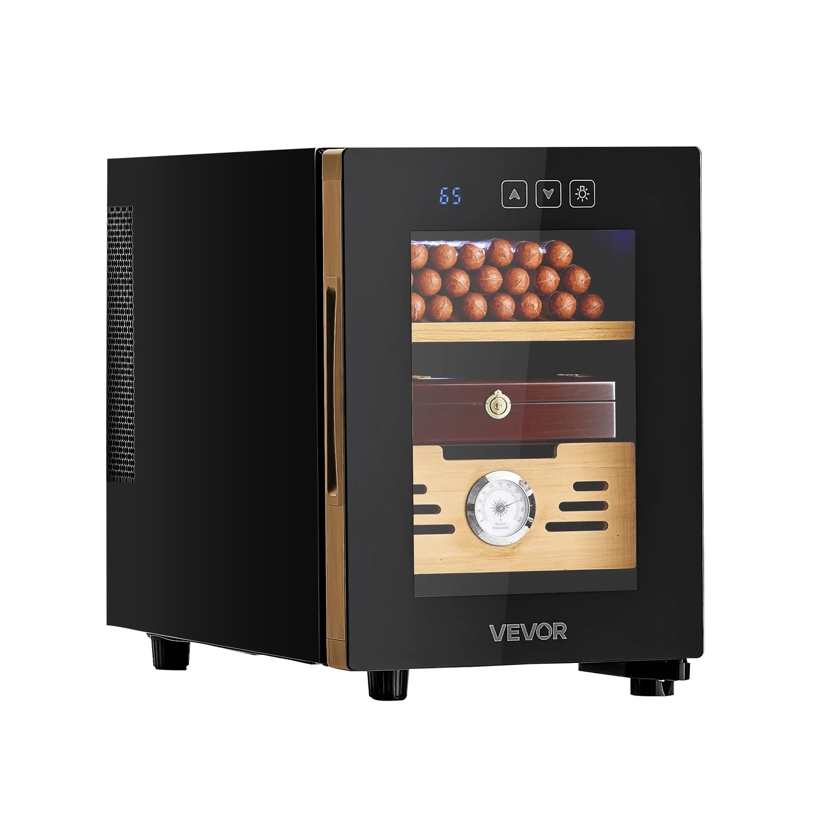 Electric Humidor, 16L, 100 Counts Electric Cigar Humidor Cabinet with Cooling Temperature Control, Spanish Cedar Wood Shelves & Drawers, Mechanical Hygrometer, 2 Layers, Cooler for Household
