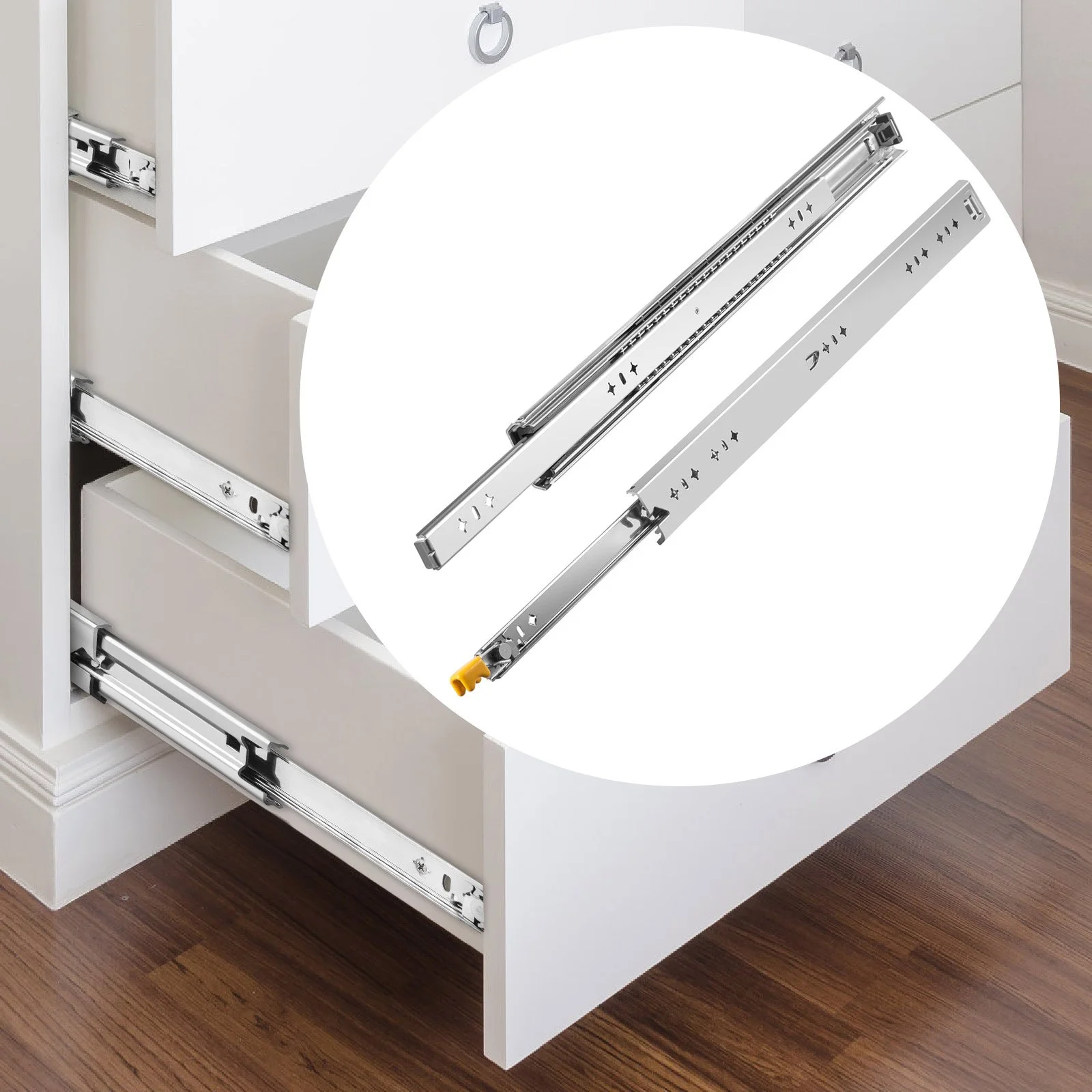 Heavy Duty Drawer Slides 2PCS Drawer Slides 36" Locking Drawer Slides 250LBS Capacity Heavy Duty Slides Three Section Full Extension Drawer Slide Cold-Rolled Steel Industrial Drawer Slides - Image 10