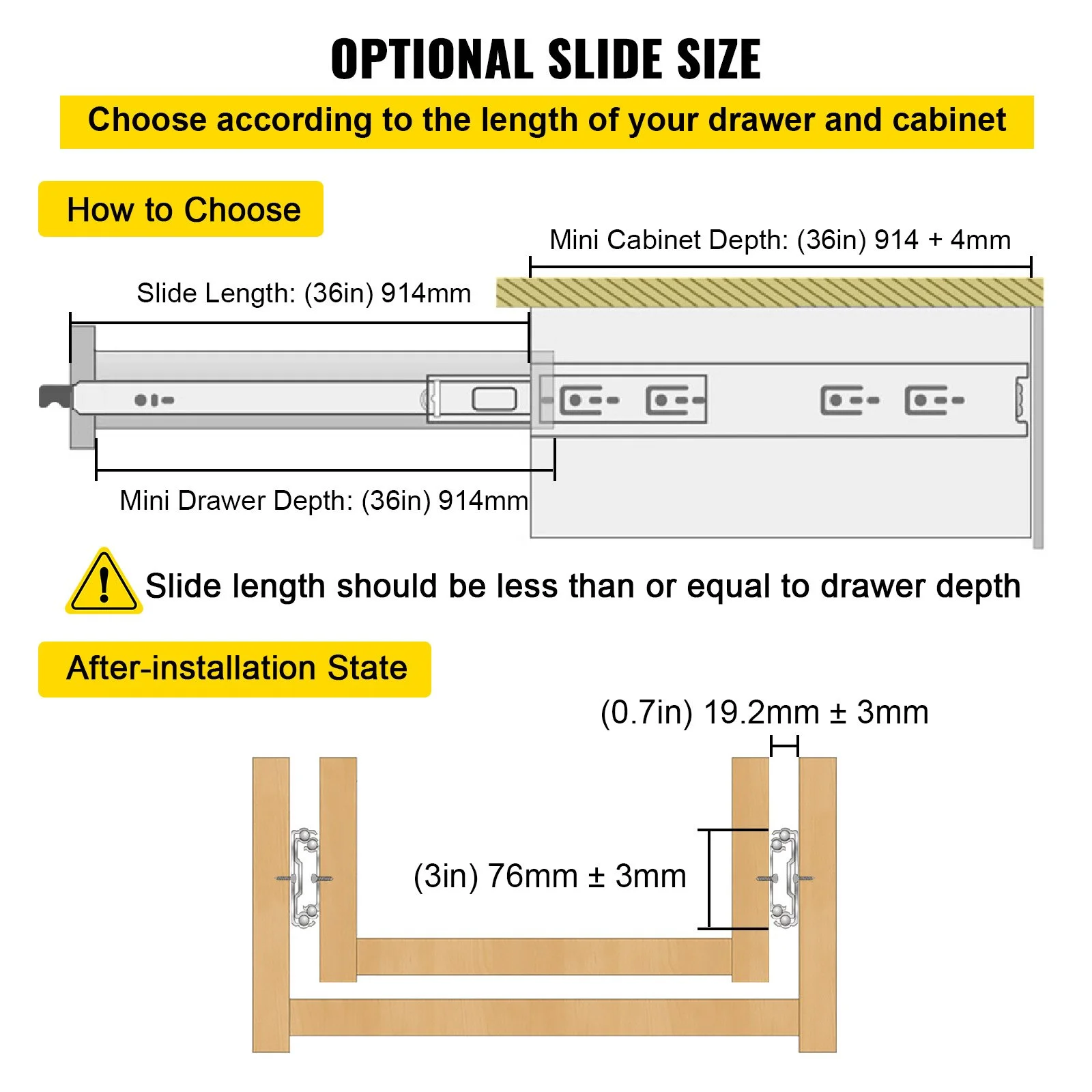 Heavy Duty Drawer Slides 2PCS Drawer Slides 36" Locking Drawer Slides 250LBS Capacity Heavy Duty Slides Three Section Full Extension Drawer Slide Cold-Rolled Steel Industrial Drawer Slides - Image 7