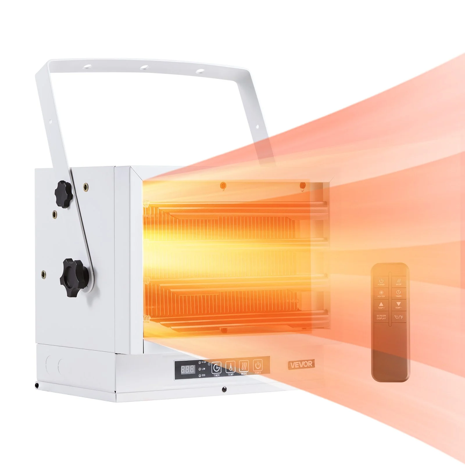 Electric Garage Heater, 8500-Watt with Remote Control & 10 Hour Timer & Overheat Protection Wall/Ceiling Mounted Shop Heater, Commercial Fan-forced for Indoor Workshop  Warehouse,240V White