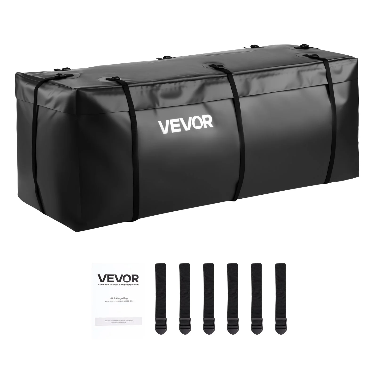 Hitch Cargo Carrier Bag, Waterproof 840D PVC, 59.84 x 24.02 x 24.41 in (20 Cubic Feet), Heavy Duty Cargo Bag for Truck Bed Storage with 6 Reinforced Straps, Suitable for Car Vans Hitch Basket