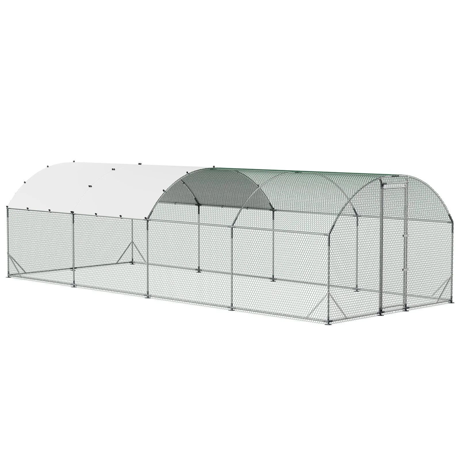 Large Metal Chicken Coop, 9 x 25 x 6.6 ft, Walk-in Chicken Run House with Waterproof Cover & Sturdy Frame, Dome Roof Poultry Cage Duck Pen for Rabbit Hen Goose Outdoor Backyard Farm Use - Image 12
