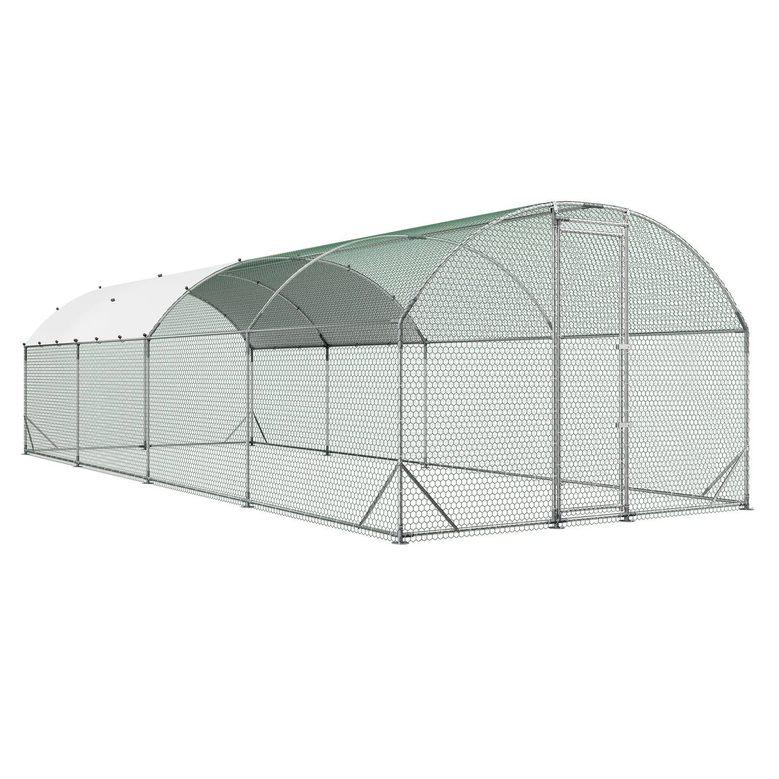 Large Metal Chicken Coop, 9 x 25 x 6.6 ft, Walk-in Chicken Run House with Waterproof Cover & Sturdy Frame, Dome Roof Poultry Cage Duck Pen for Rabbit Hen Goose Outdoor Backyard Farm Use - Image 10