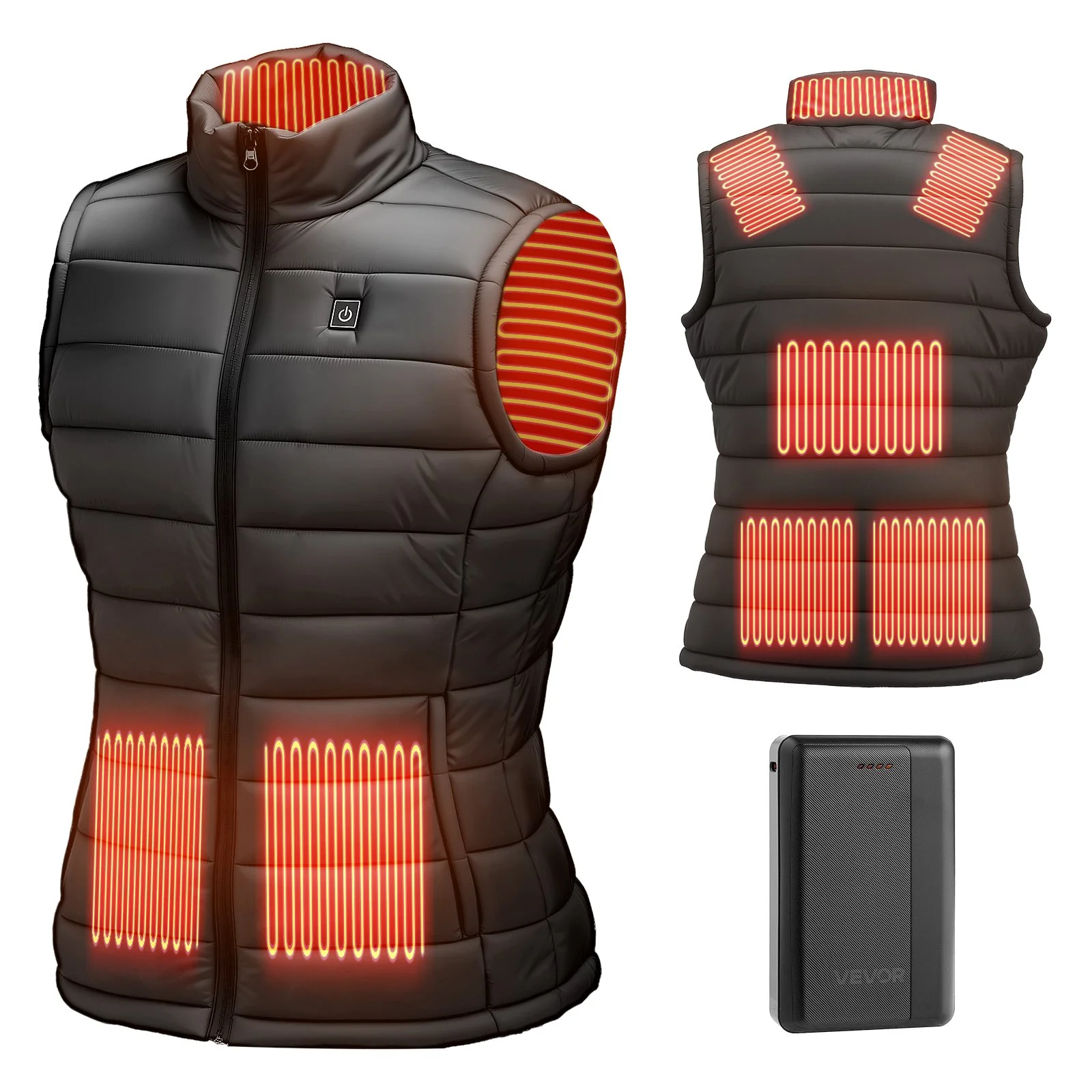 Heated Vest, Women Electric Heating Vest with 16000 mAh Battery Pack, 8 Heating Zones Lightweight Rechargeable Winter-Vest with 3 Levels, for Outdoor Hiking Camping Fishing Skiing, Size S