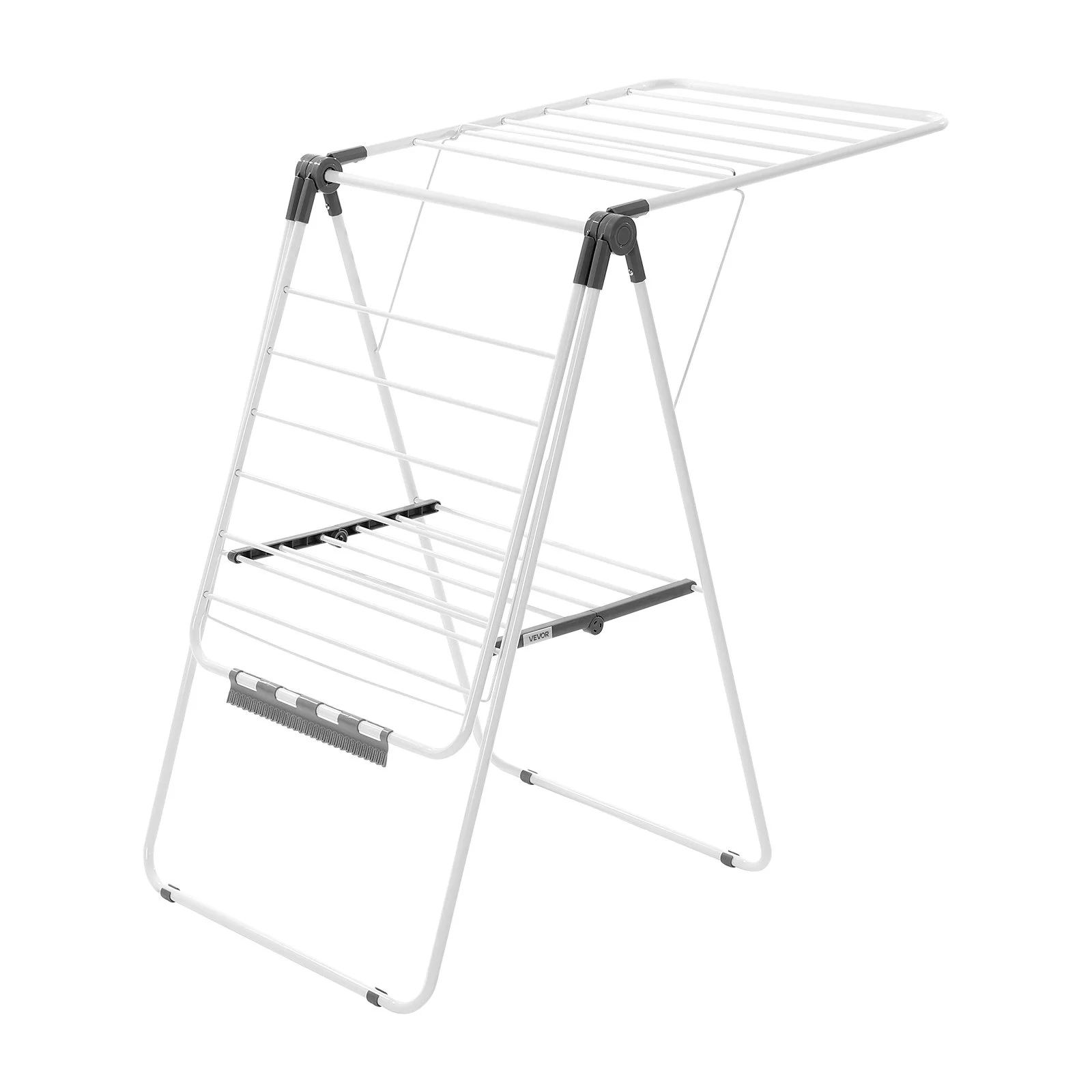 Clothes Drying Rack, 2-Tier Foldable Laundry Dryer Rack with Sock Clips & 21 Drying Rods, Metal Height Adjustable Drying Racks for Outdoor & Indoor, Free-Standing & Space-Saving Hanger, White - Image 9