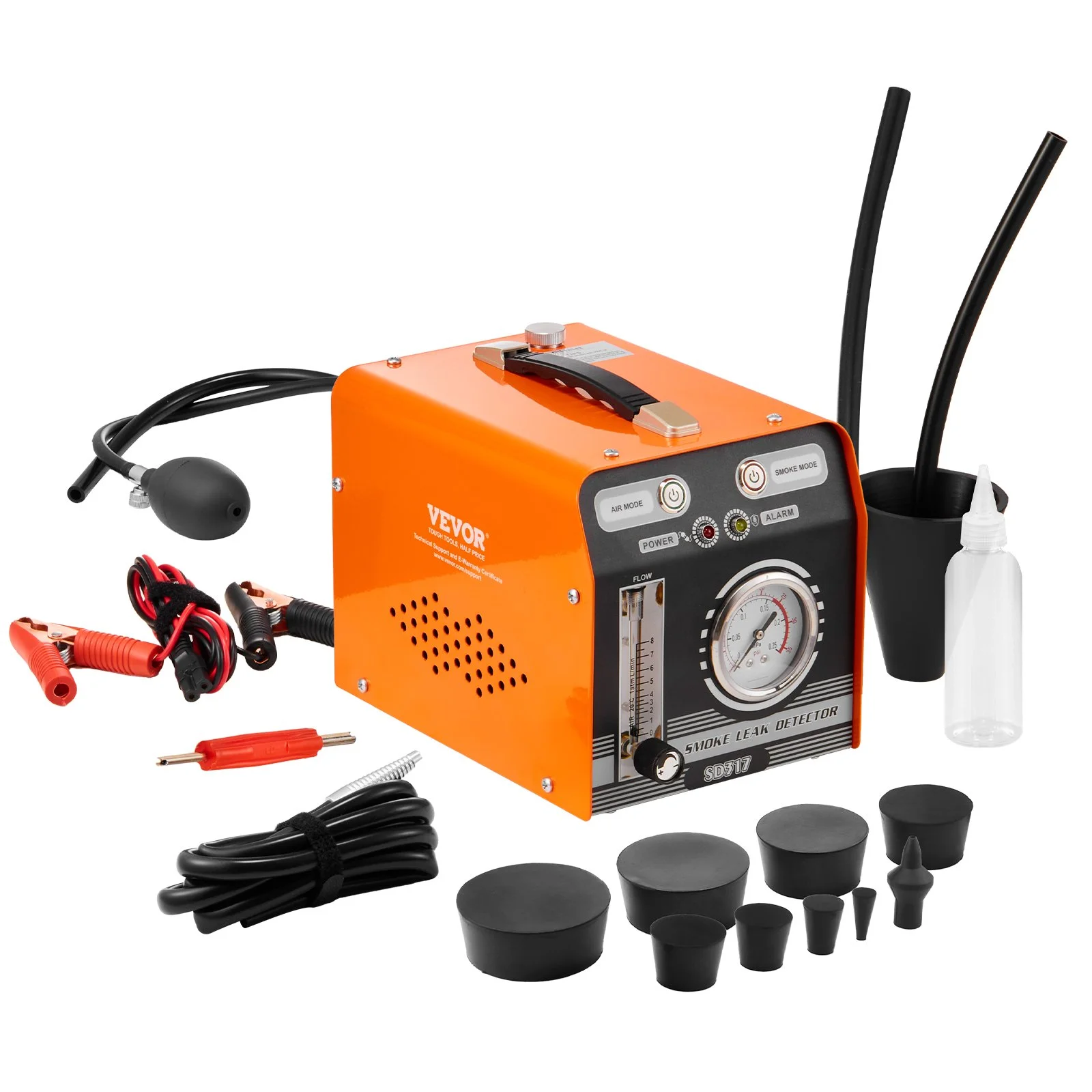 Automotive Smoke Machine Leak Detector, EVAP Smoke Machine Leak Tester with Built-in Air Pump, Pressure Gauge & Flow Meter, Dual-Mode Diagnostic Leak Detector for Vacuum, Fuel, Pipeline Testing