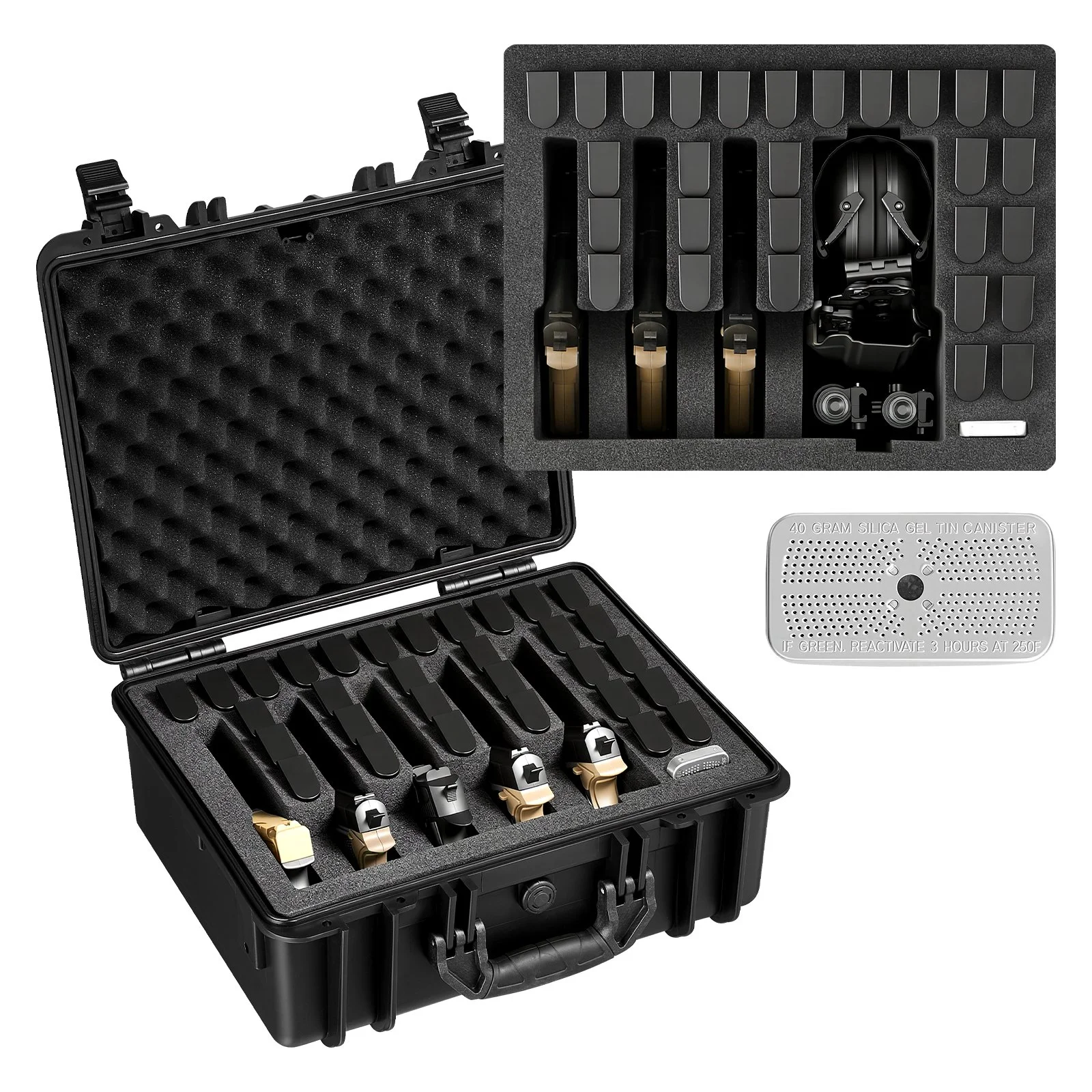 Hard Pistol Case, Heavy Duty Hard Gun Case with XPE Foam Lining, Waterproof Pistol Storage Box with Customizable Interior & Handle for Gun, Lenses, Camera, Gear, TSA Compliant, 18.7x12.5x7.5 in