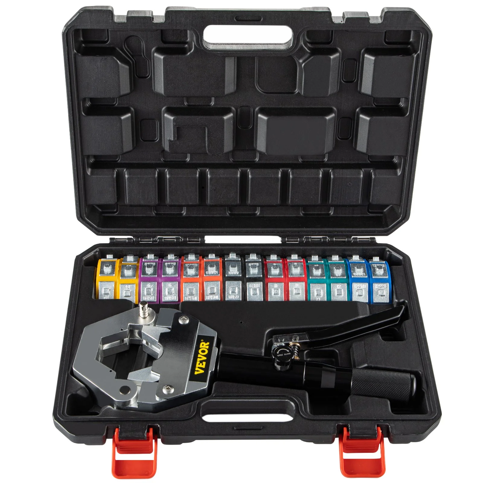 Hydraulic Hose Crimper Hydra-Krimp 71500, Manual AC Hose Crimper Kit Air Conditioning Repair Handheld, Hydraulic Hose Crimping Tool with 7 Die Set for Barbed and Beaded Hose Fittings