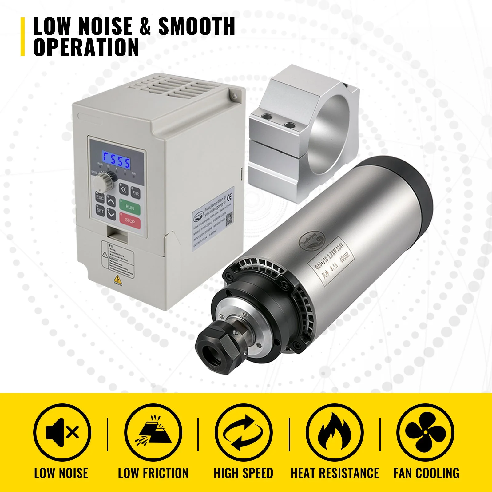 CNC Spindle Motor Kits Air Cooled Spindle Motor 220V VFD 2.2KW Clamp 80 mm - Image 10