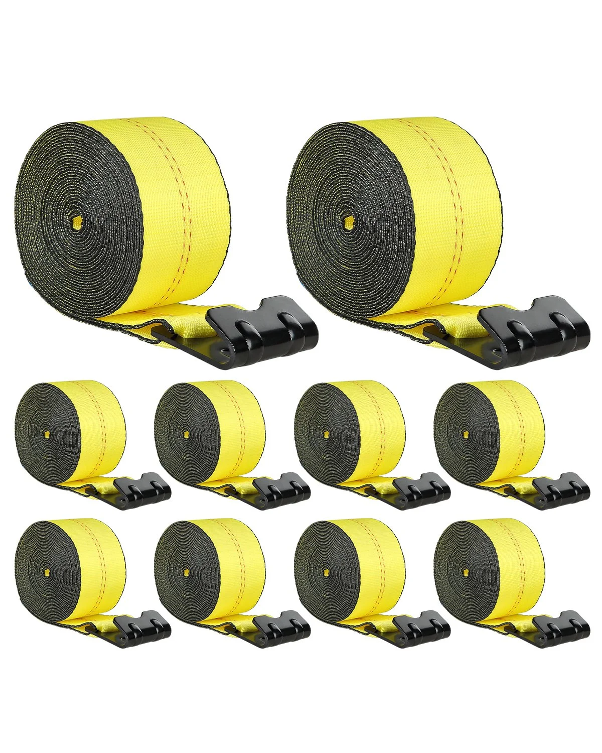 Winch Straps, 4" x 40', 6000 lbs Load Capacity, 18000 lbs Break Strength, Truck Straps with Flat Hook, Flatbed Tie Downs Cargo Control for Trailers, Farms, Rescues, Tree Saver, Yellow (10 Pack)