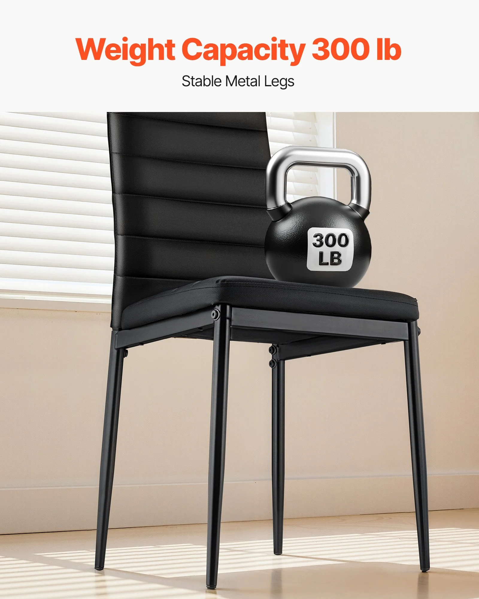 Modern Dining Room Accent Chairs Set of 4, Upholstered Leather Side Chair for Dining Tables, Space-Saving Kitchen Table Chair with Thick Cushions and Metal Legs, Black - Image 8