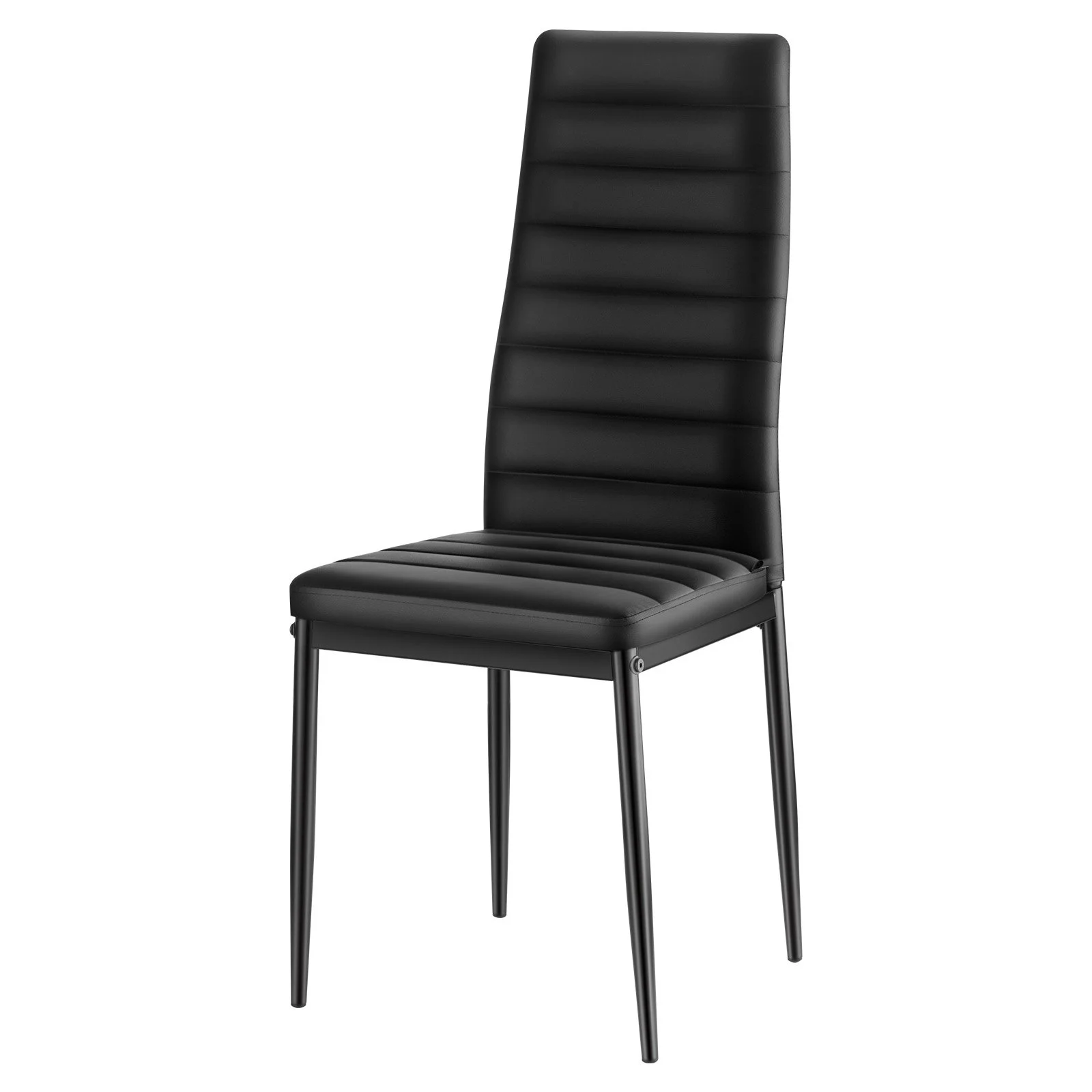 Modern Dining Room Accent Chairs Set of 4, Upholstered Leather Side Chair for Dining Tables, Space-Saving Kitchen Table Chair with Thick Cushions and Metal Legs, Black - Image 6