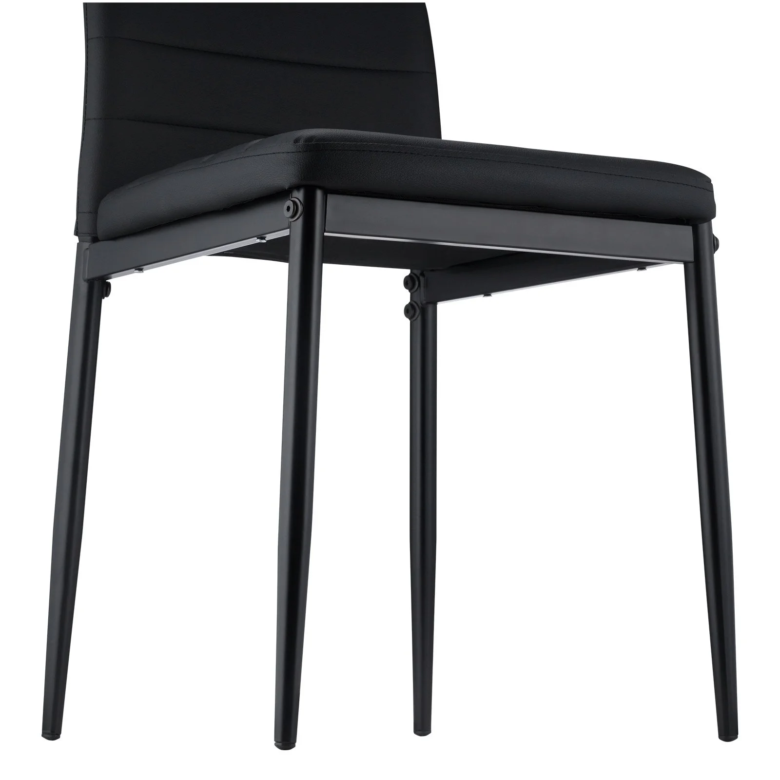 Modern Dining Room Accent Chairs Set of 4, Upholstered Leather Side Chair for Dining Tables, Space-Saving Kitchen Table Chair with Thick Cushions and Metal Legs, Black - Image 7