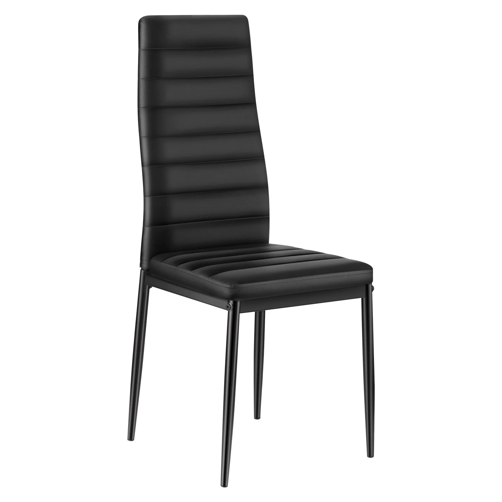 Modern Dining Room Accent Chairs Set of 4, Upholstered Leather Side Chair for Dining Tables, Space-Saving Kitchen Table Chair with Thick Cushions and Metal Legs, Black - Image 4