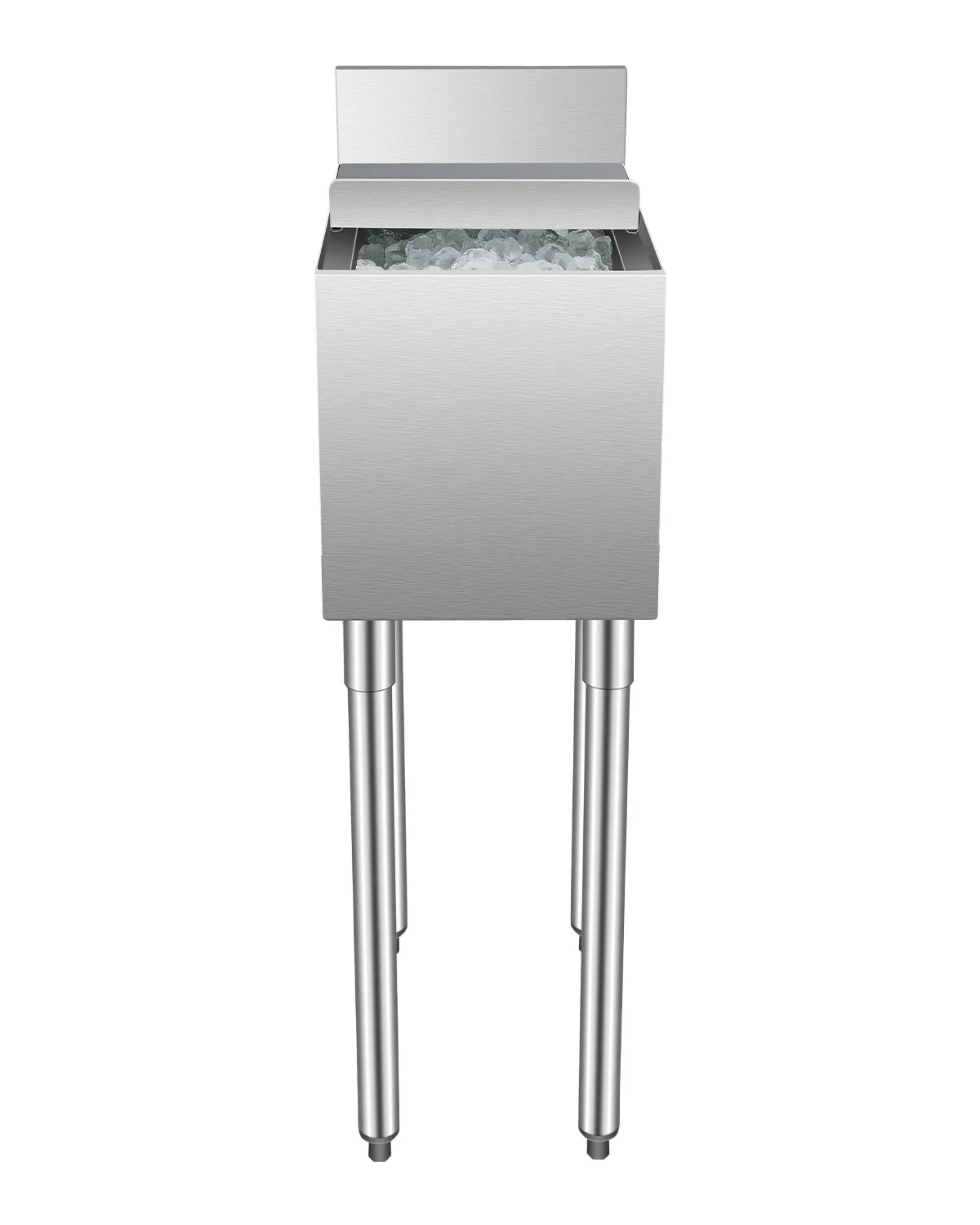 Commercial Ice Bin, 28 L Underbar Ice Bin, 12 x 19 x 37 in Stainless Steel Ice Chest with Sliding Lid, Bottle Holders, Adjustable Bullet Feet, Cooler Cart Cocktail Unit for Bar Restaurant Pub