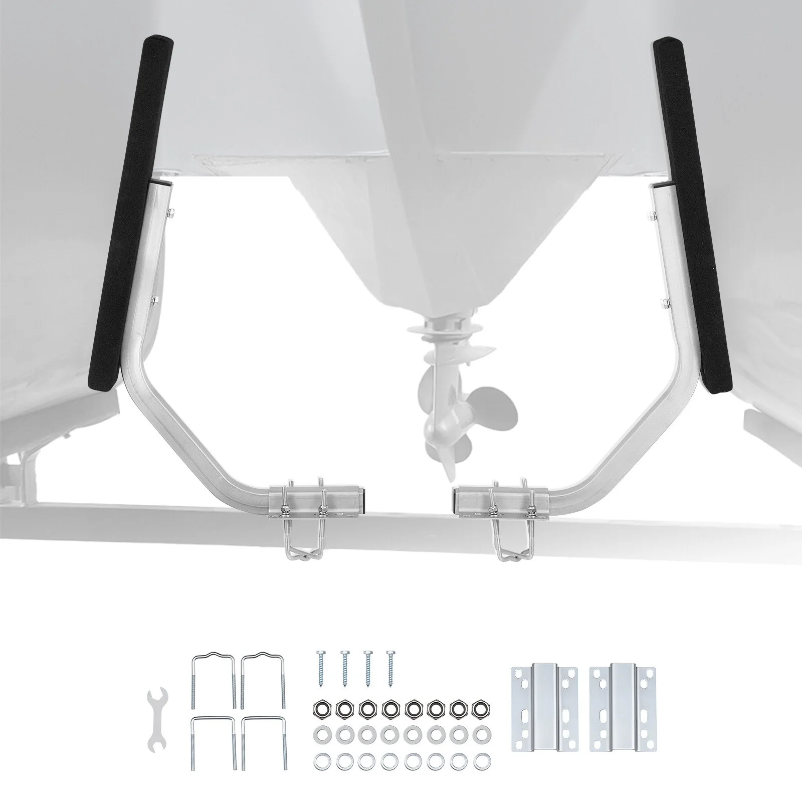 Boat Trailer Guides, 1.2 in Adjustable Width Trailers Guide, 2PCS High-Hardness Steel Trailer Guide-Ons with Thick Support Pads, Fits L-Beam, Box or C-Channel Bunk-Style Pontoon Trailers