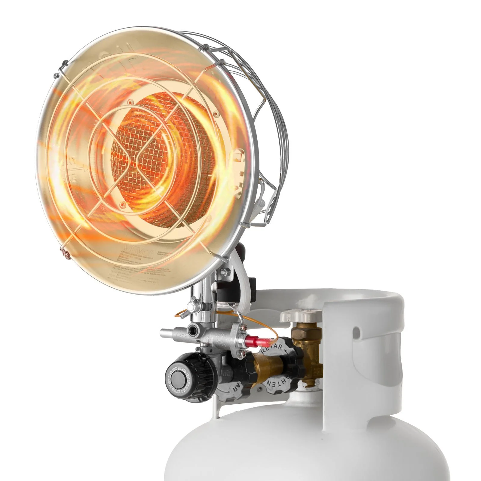 Propane Tank Top Heater, 15000 BTU Rapid Heating 180-Degree Infrared Radiant Tank Top Gas Heater, Stepless Temperature Adjustment for Ice Fishing/ Hunting/Outdoor Work, Single Burner Round