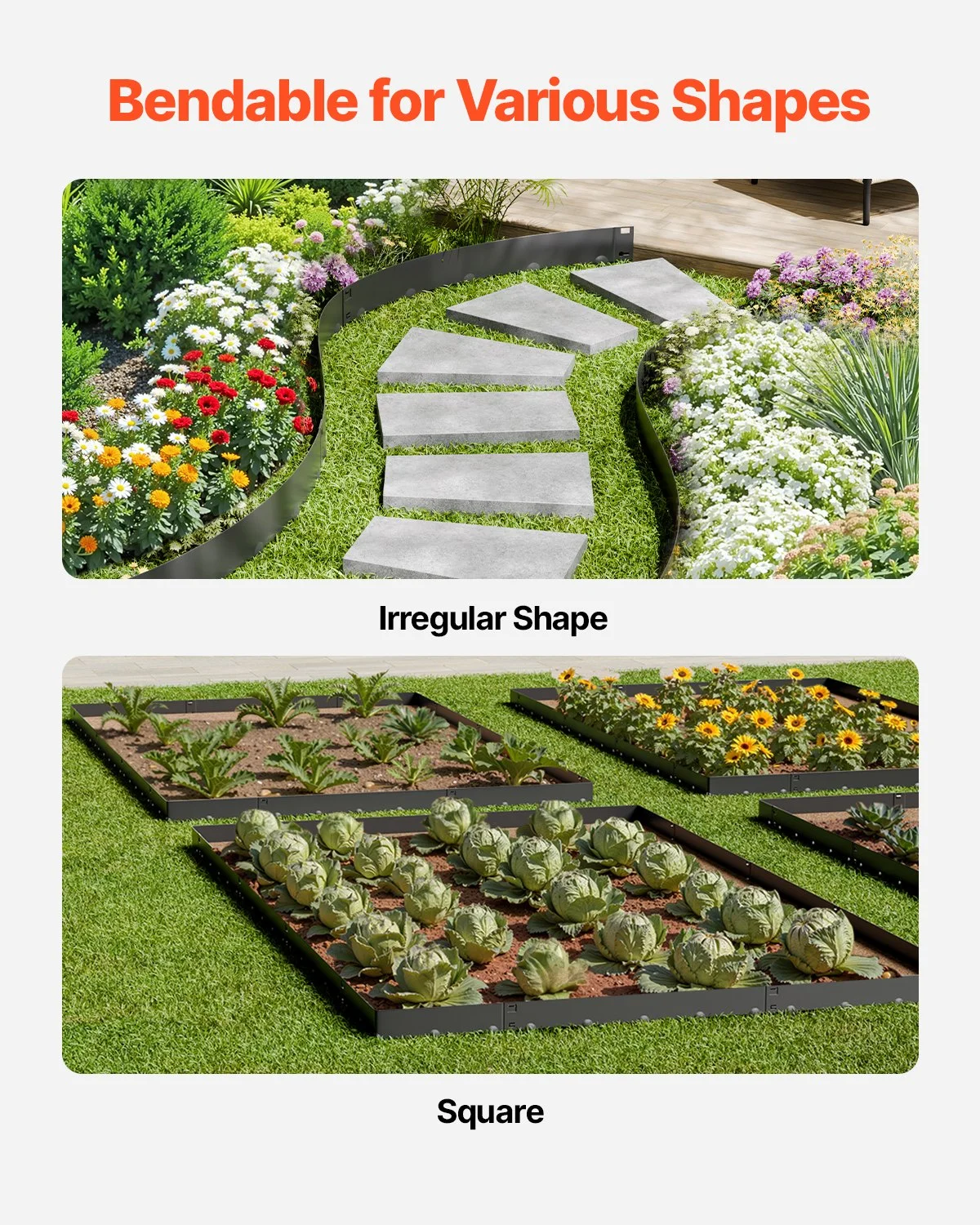 Steel Landscape Edging, 5 Packs 39 x 5 in Rust-Resistant Metal Landscape Edging, Bendable Garden Edging Border, Heavy Duty Lawn Edging, Easy-to-Install, Flower Bed Yard Pathway Divider Black - Image 3