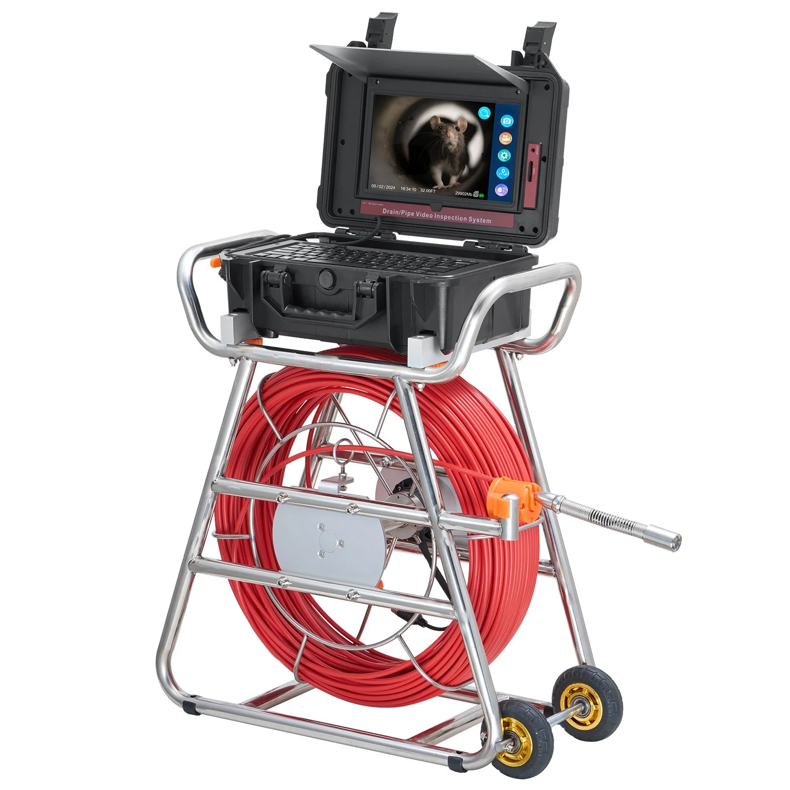Sewer Camera, 328 ft/100m, Self-Leveling Drain Camera with 10.1" Touchscreen, 512Hz Transmitter & Distance Counter, IP67 Snake Plumbing Camera with Lights-12 LED, 32GB Card for Duct Pipe - Image 11