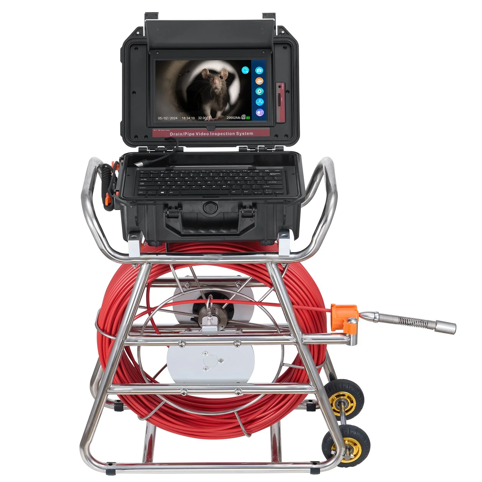 Sewer Camera, 328 ft/100m, Self-Leveling Drain Camera with 10.1" Touchscreen, 512Hz Transmitter & Distance Counter, IP67 Snake Plumbing Camera with Lights-12 LED, 32GB Card for Duct Pipe - Image 10