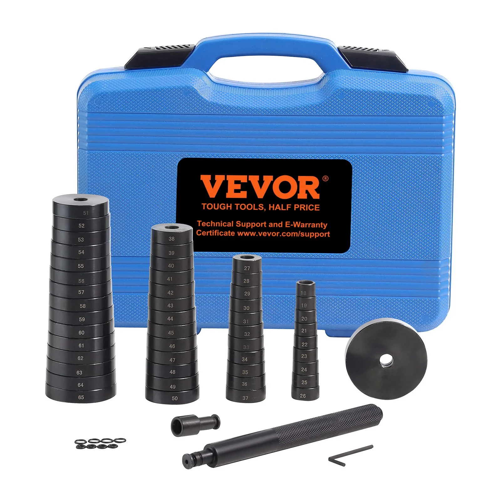52PCS Custom Bushing Bearing & Seal Driver Set, Transmission Wheel Axle Bearing Race, Seal Driver Installer Remover, 18-65mm & 74mm Metric Discs Bush Removal Puller Bearing Press Tool Kit