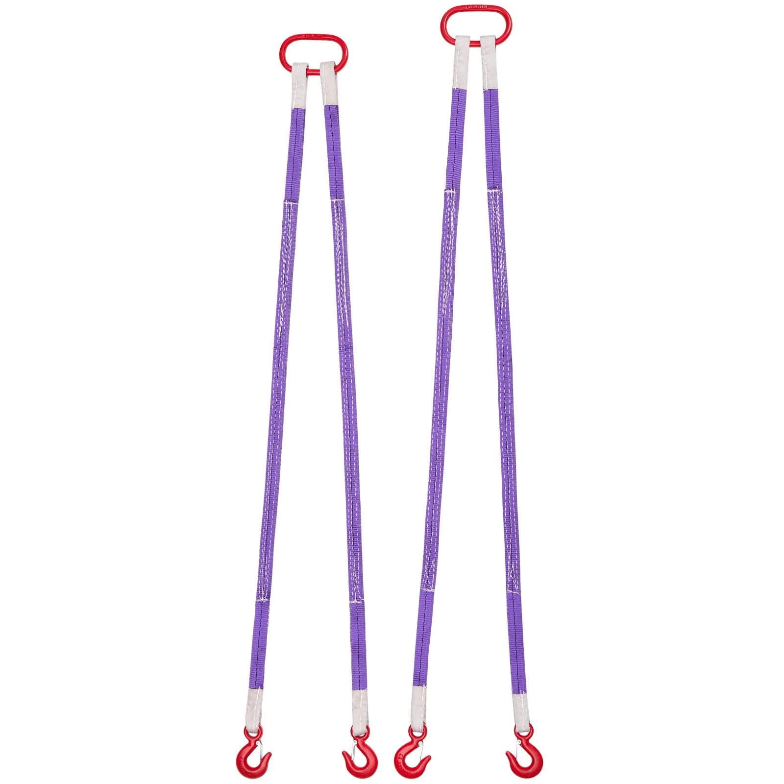 Lifting Sling Straps, 2Pcs Two-Leg Polyester Bridle Sling with Hooks, 4400LB Capacity, 5Ft Heavy Duty Rigging Strap, Thickened & Wear-Resistant Webbing Slings for Engines Cranes Hoists Truck