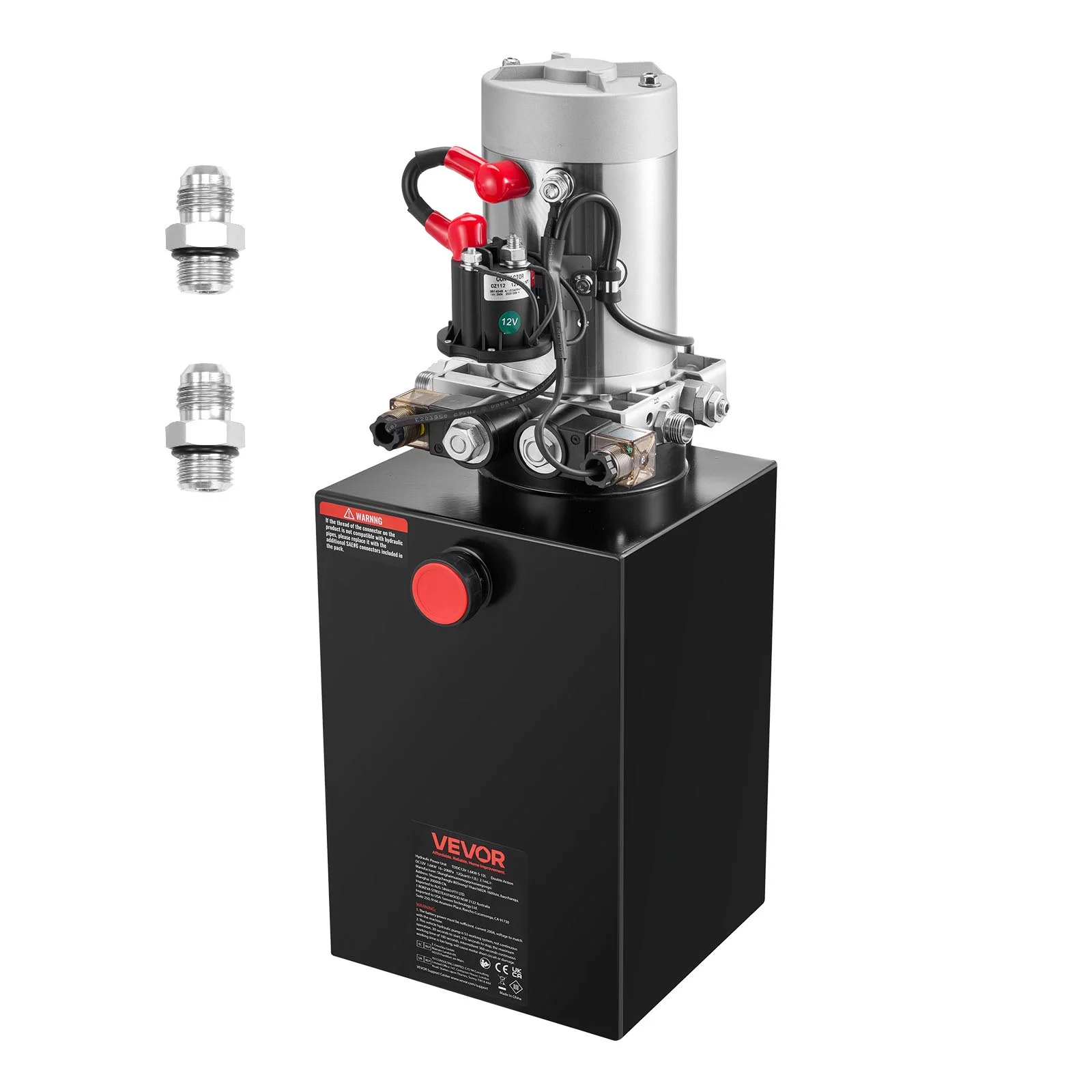 12 Quart Hydraulic Power Unit, Double Acting Dump Trailer Pump, 3200 PSI Max Relief Pressure & 0.91 GPM Flow Rate, DC 12V Hydraulic Pump with Metal Reservoir for Dump Trailer Car Lifting