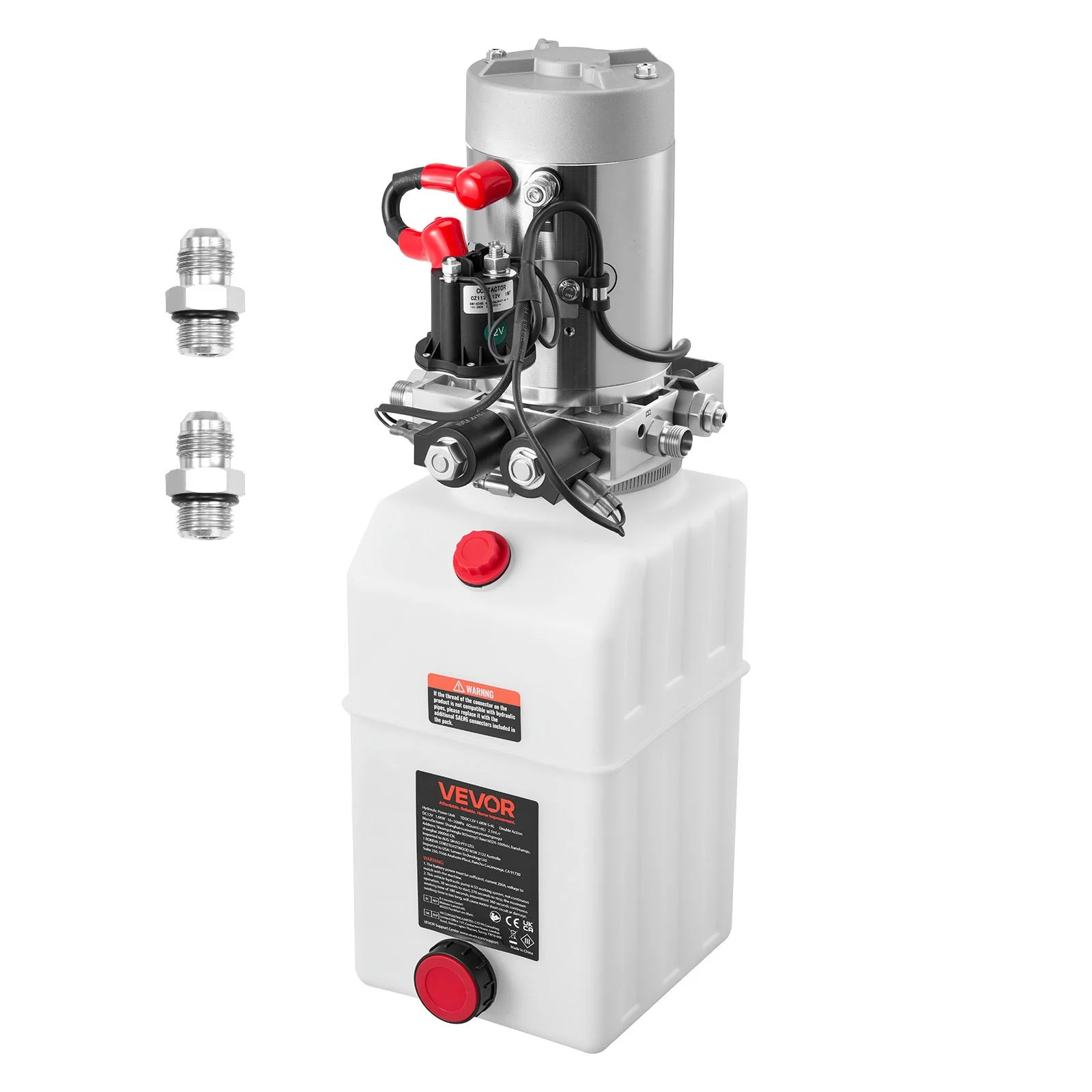 6 Quart Hydraulic Power Unit, Double Acting Dump Trailer Pump, 3200 PSI Max Relief Pressure & 0.91 GPM Flow Rate, DC 12V Hydraulic Pump with Metal Reservoir for Dump Trailer Car Lifting, White