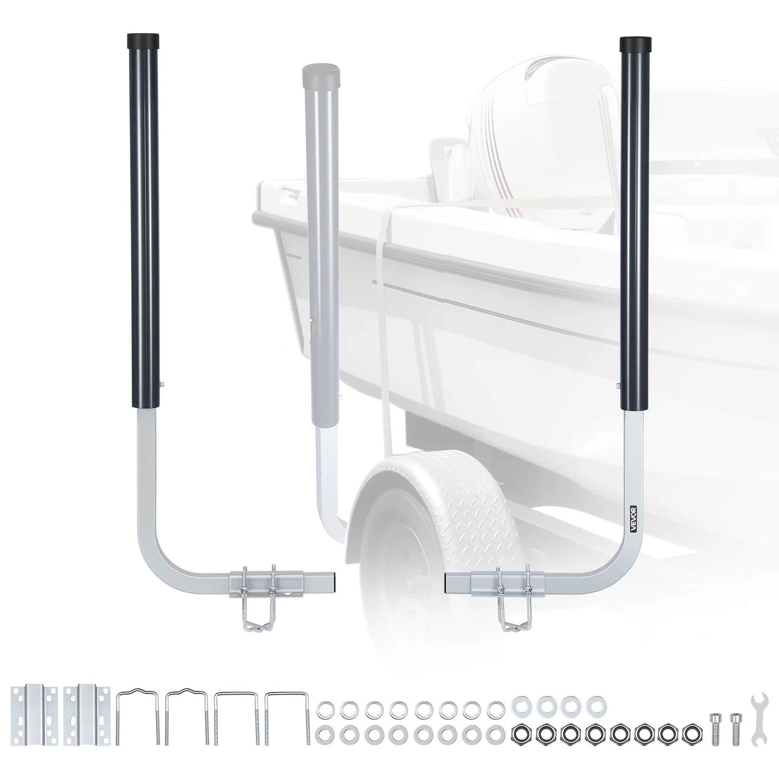 Boat Trailer Guides, 40 in/48 in Height Guide Poles, 2PCS High-Hardness Steel Trailer Guide-Ons, Adjustable Guide Poles with PVC Pipes, for Ski Boats, Compact Fishing Boats, Small Sailboat