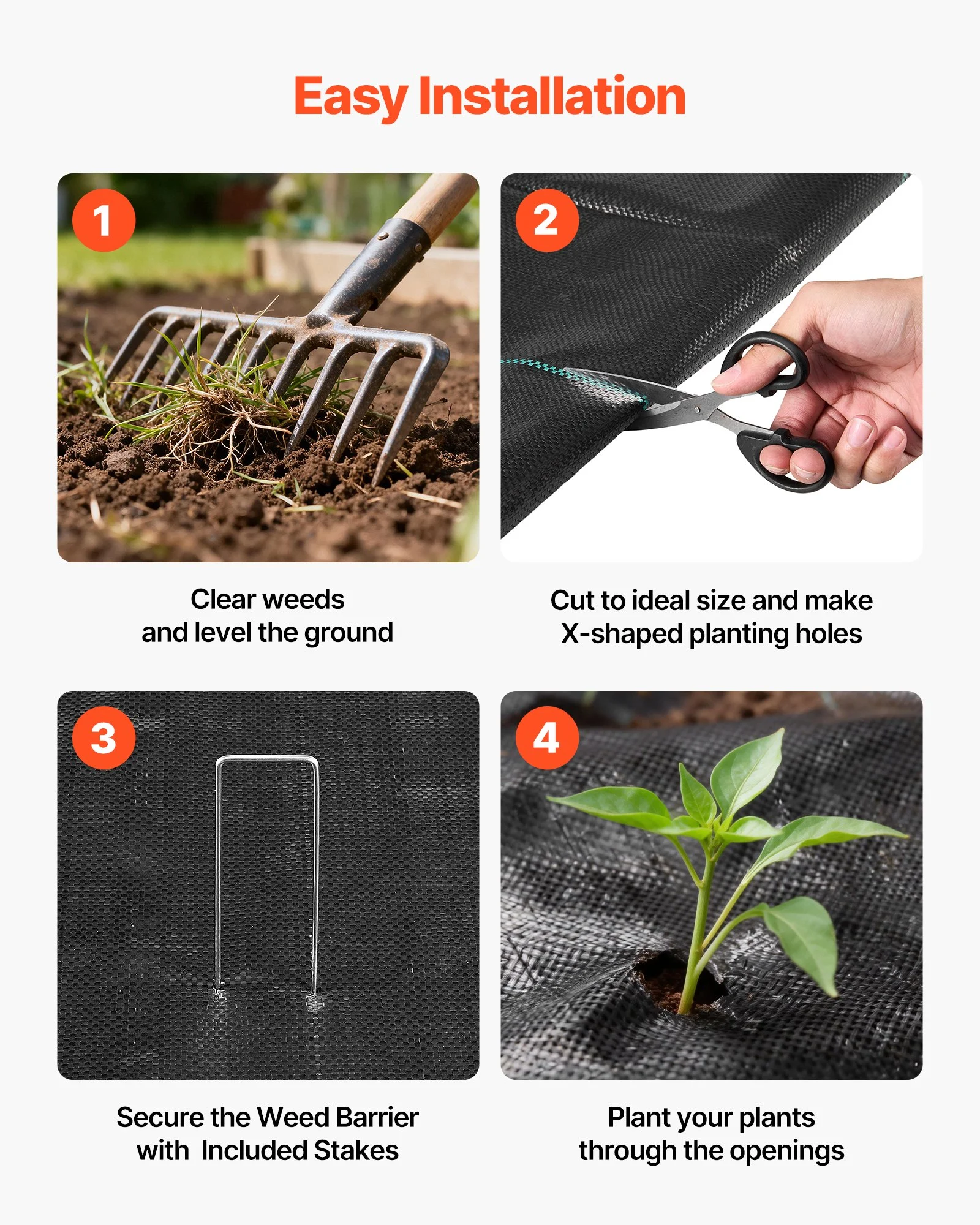 Weed Barrier Fabric Heavy Duty, 2 Packs 4x50FT 3.2oz Weed Blocker Fabric, Woven Landscape Fabrics, Garden Fabrics Weeds Barrier, Weeds Control Ground Cover, Geotextile Webbing, Black - Image 11