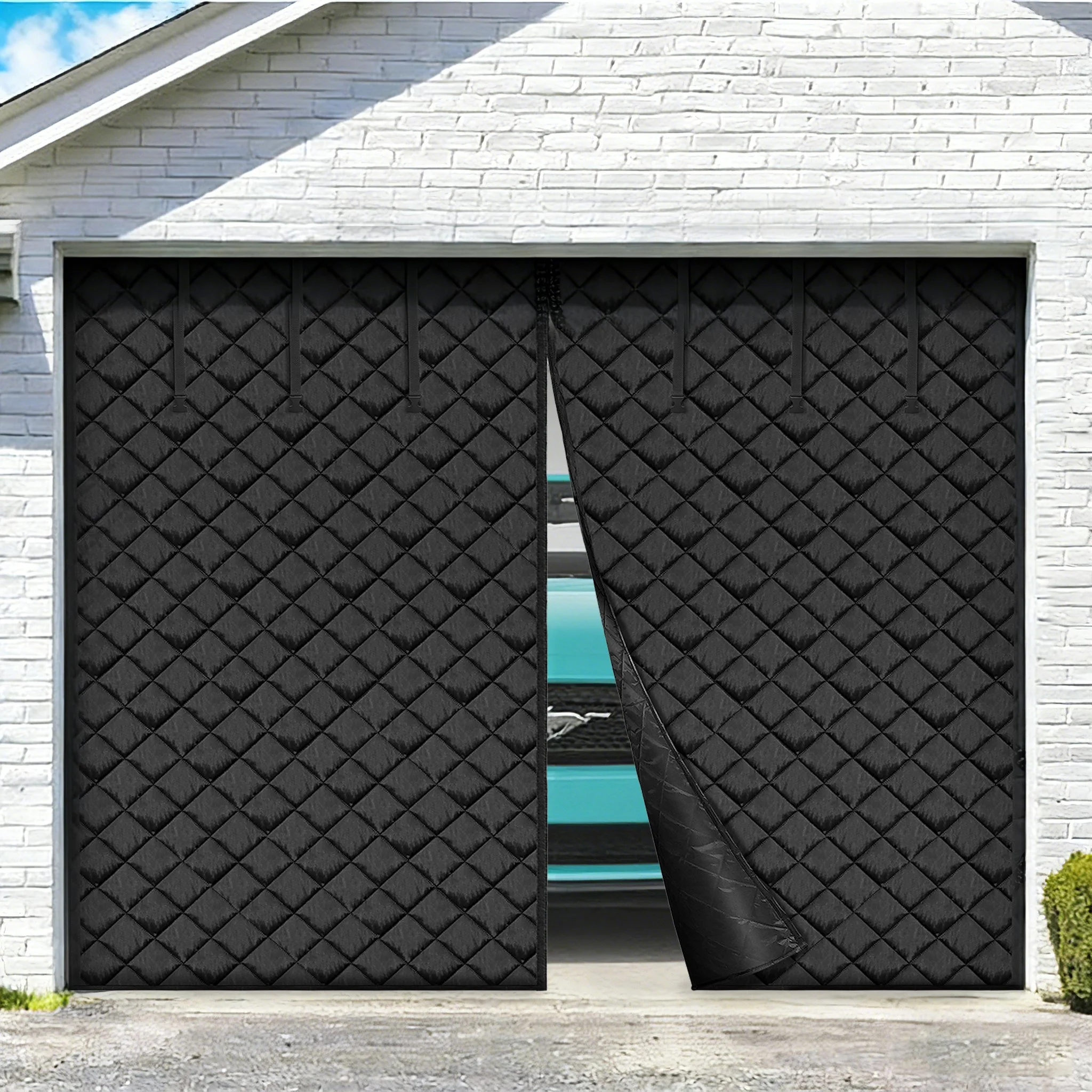 Garage Door Screen for Winter, 10x8FT, Garage Door Insulation Kit, Magnetic Thermal Insulated Door Curtain with 300D Oxford Fabric Heavy Duty Weighted Bottom, Easy Assembly for Garage Door