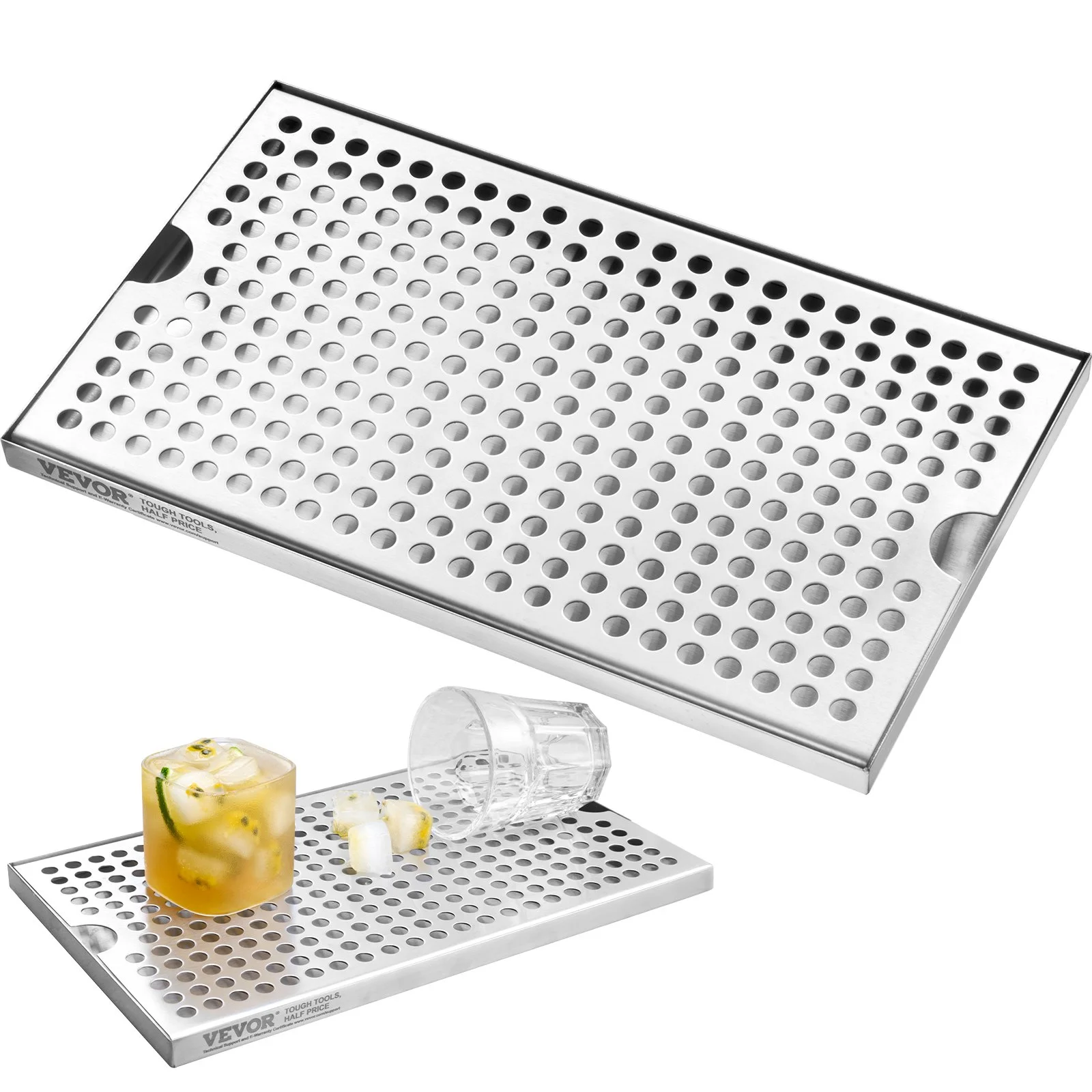Beer Drip Tray, 304 Stainless Steel Kegerator Drip Trays with 4 Non-Slip Rubber Pads and Detachable Cover, Heat / Cold Resistant Beer Tower Drip Pan for Bar Restaurant Coffee Shop Home