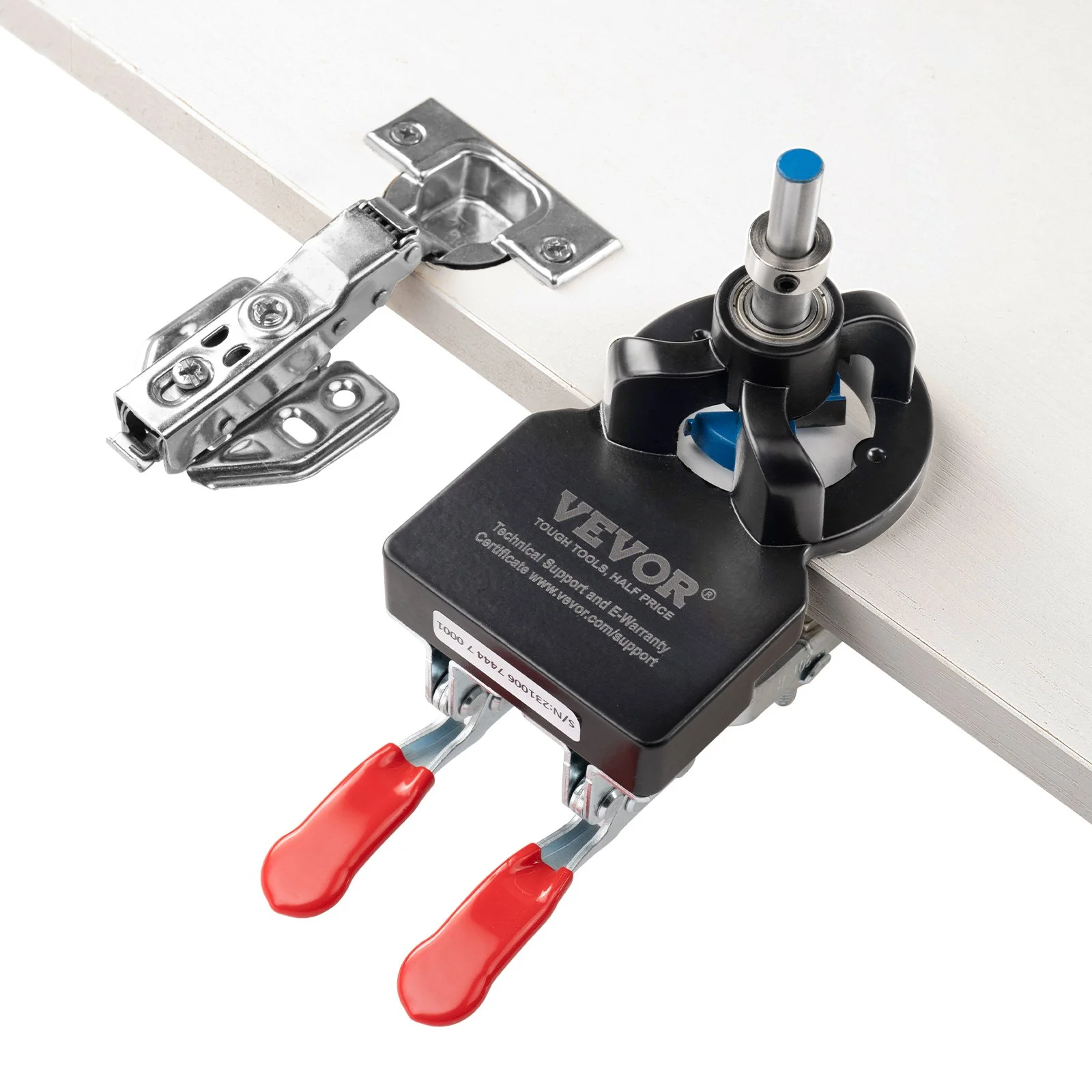 35 mm Concealed Door Hinge Jig, Aluminum Alloy Cabinet Hinge Jig, Accurate Locking Dual Clamp Fixation Hinge Drill Jig with Accessories, Woodworking Tool for Doors Cabinets Hinges Mounting - Image 4