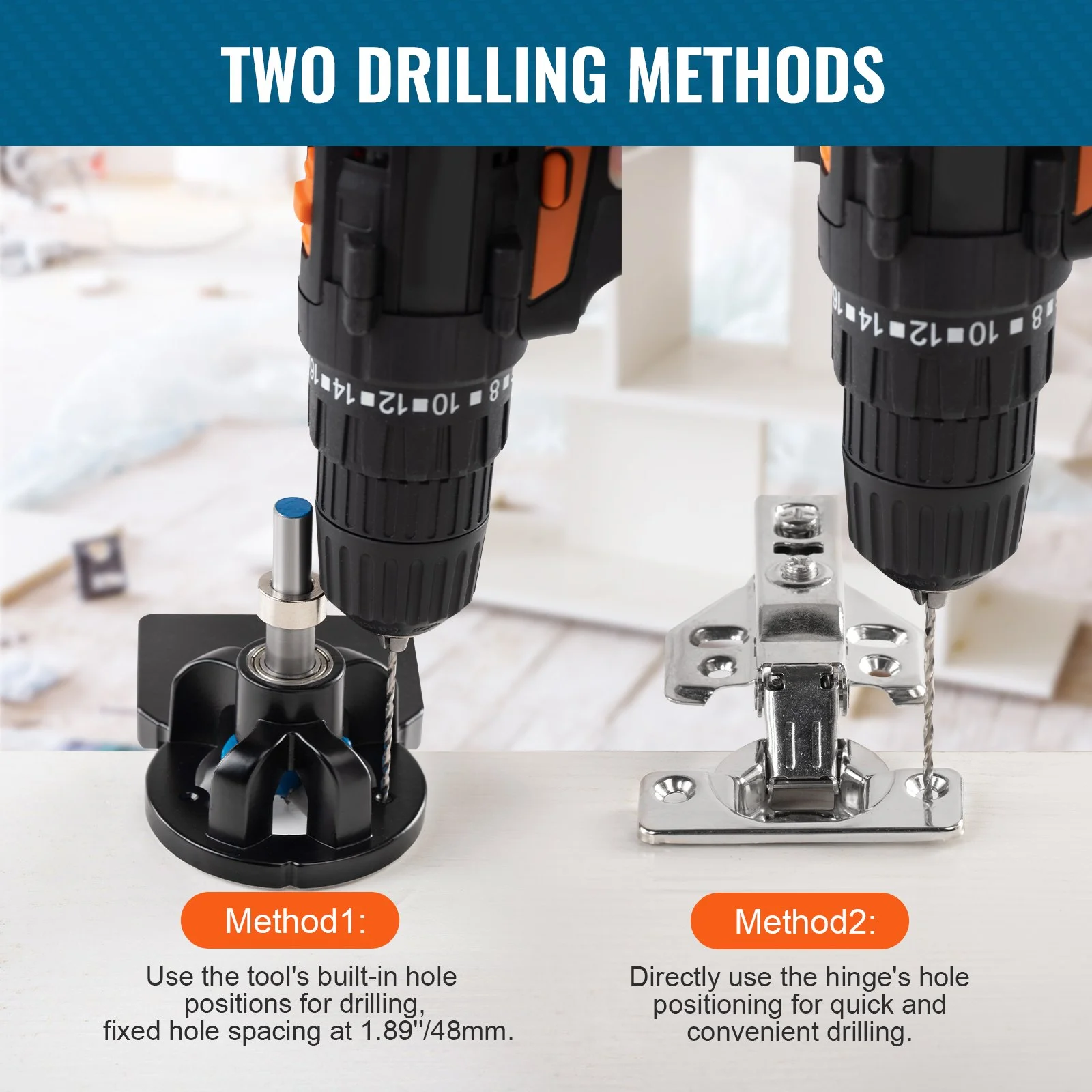 35 mm Concealed Door Hinge Jig, Aluminum Alloy Cabinet Hinge Jig, Accurate Locking Dual Clamp Fixation Hinge Drill Jig with Accessories, Woodworking Tool for Doors Cabinets Hinges Mounting - Image 11