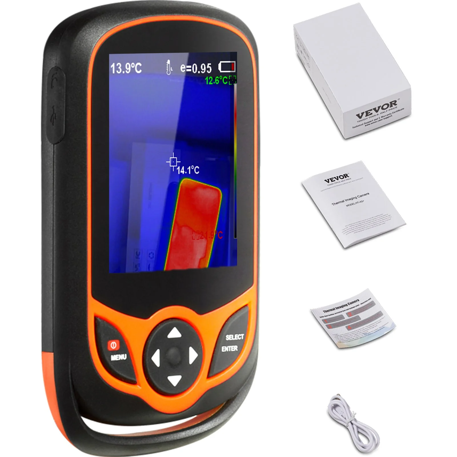 Thermal Imaging Camera, 256 x 192 IR Resolution Pocket Infrared Thermal Imager with WiFi, 25Hz Refresh Rate Thermal Camera Pocket with 3.2" Touch Screen, 0.3MP Visual Camera, -4℉-1022℉, IP54