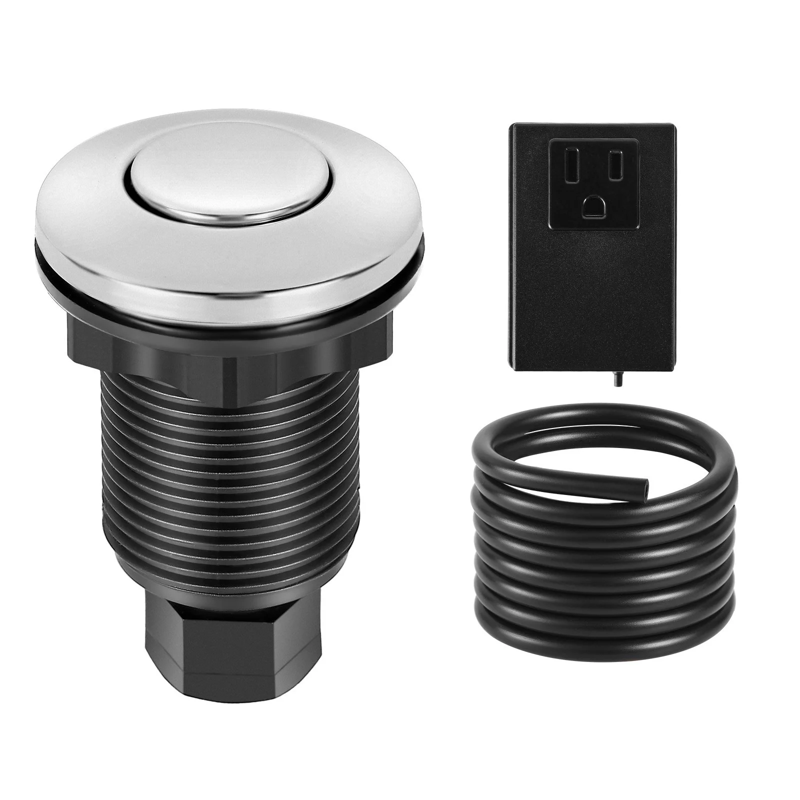 Garbage Disposal Air Switch Kit, 2.5" Sink Top Air Switch for Food Waste Disposal, Polished Stainless Steel ON/OFF Push Button for Waste Disposer - Suitable for Stainless Steel Countertops