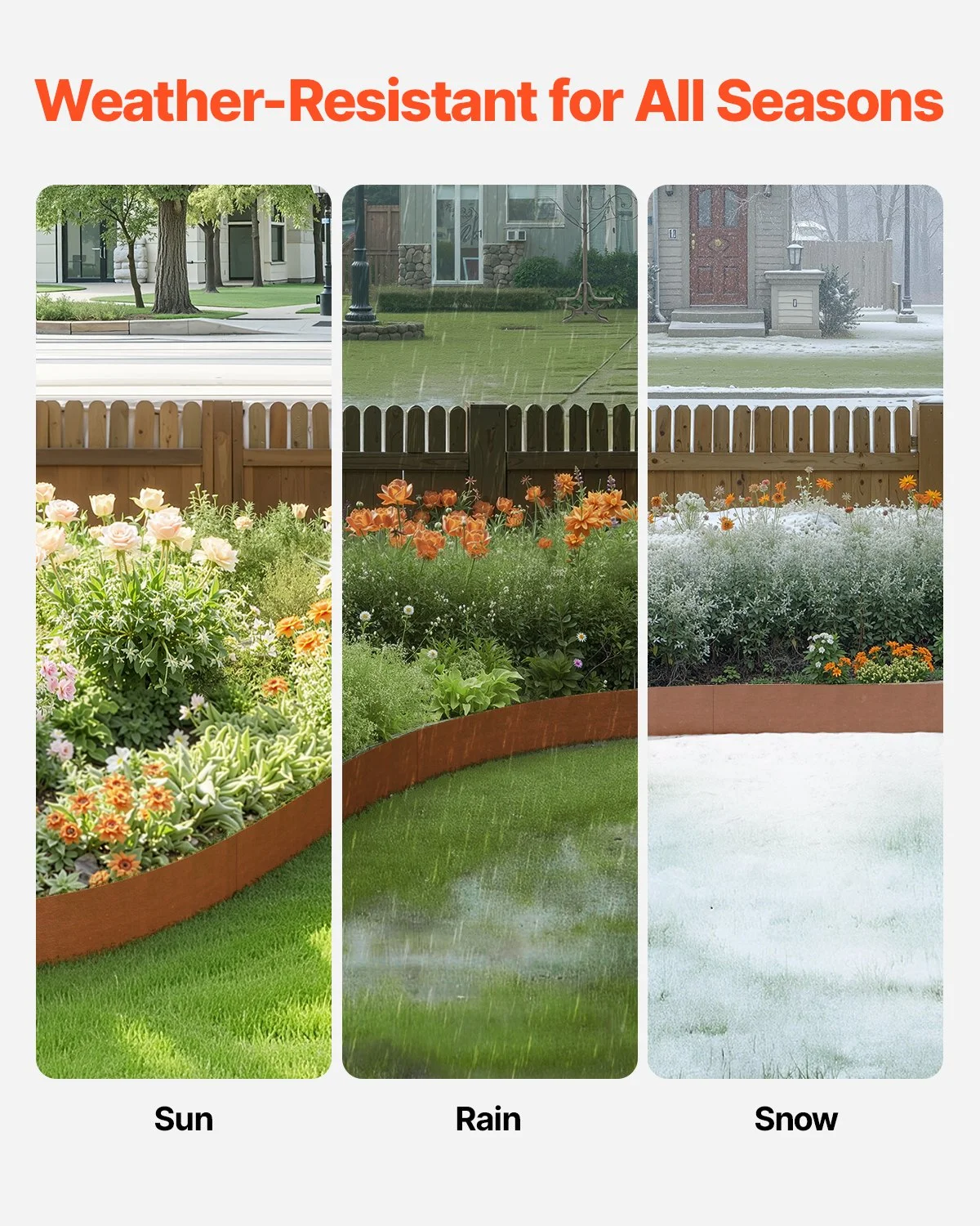 Steel Landscape Edging, 6 Packs 40 x 6 in Weather-Resistant & Pre-Rust Metal Landscape Edging, Bendable Garden Edging Border, Heavy Duty Lawn Edging, Flower Bed Yard Pathway Divider - Image 3