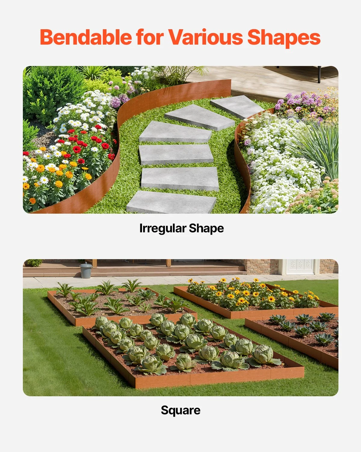 Steel Landscape Edging, 6 Packs 40 x 6 in Weather-Resistant & Pre-Rust Metal Landscape Edging, Bendable Garden Edging Border, Heavy Duty Lawn Edging, Flower Bed Yard Pathway Divider - Image 4