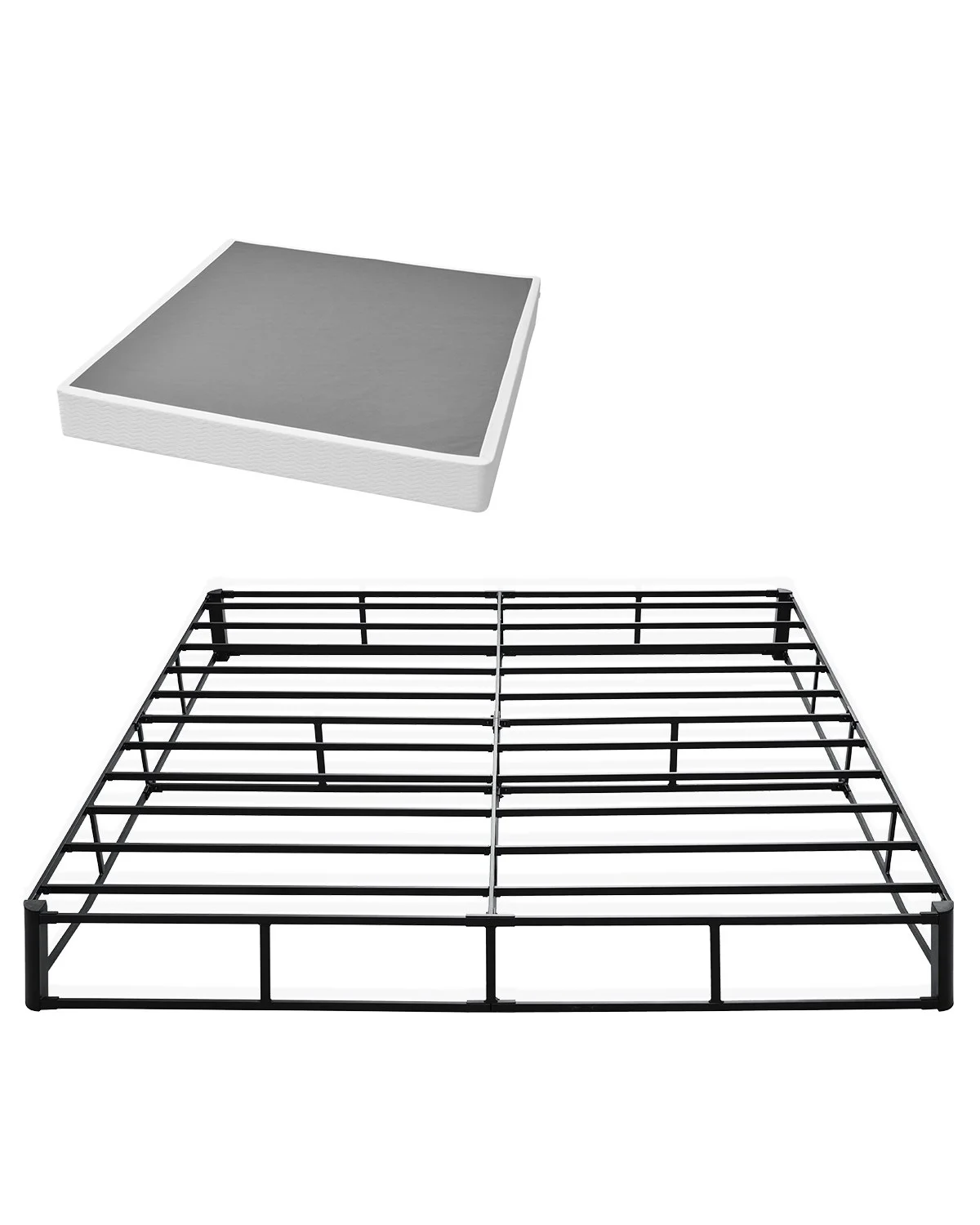 Box Spring, King Size Bed Frame with Washable Fabric Cloth, Heavy Duty Metal Frame for King Bed, 9 in Mattress Foundation, 3500 lbs Max Weight Capacity, Easy Assembly, 79.1 L x 75.8 W x 9.1 H in