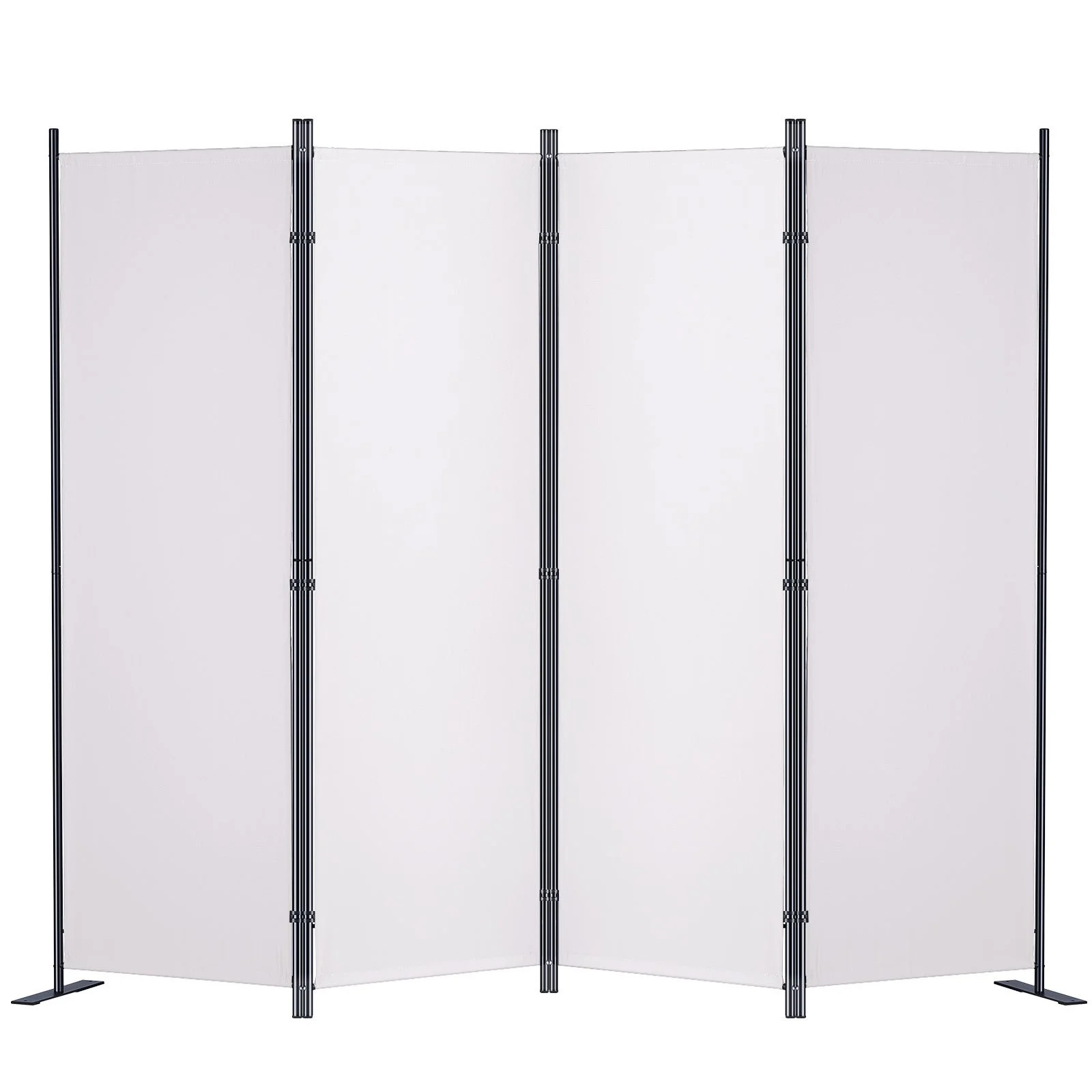 Room Divider, 5.6 ft Room Dividers and Folding Privacy Screens (4-panel), Fabric Partition Room Dividers for Office, Bedroom, Dining Room, Study, Freestanding, White