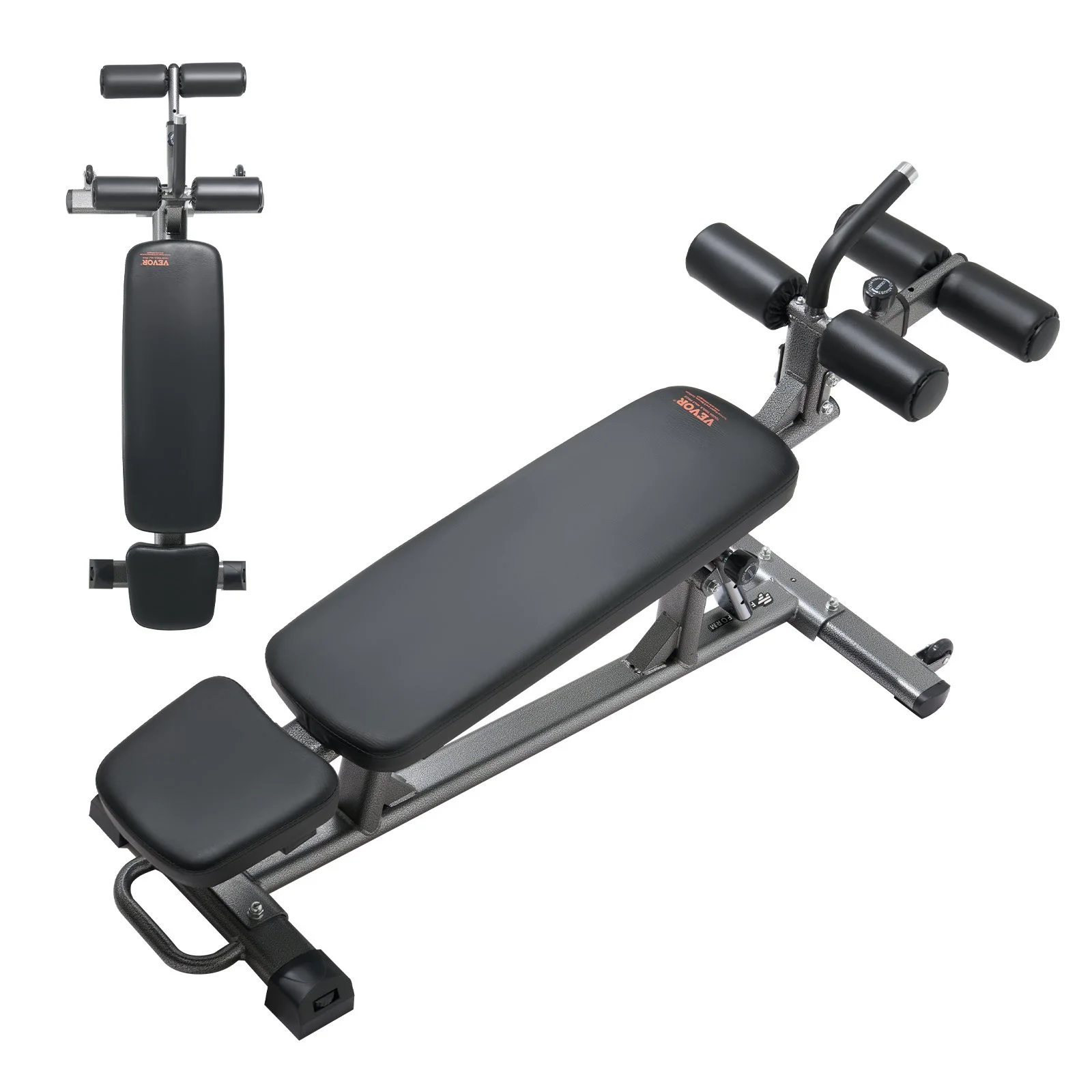 Sit Up Bench, Decline Ab Bench with Reverse Crunch Handle, with 4 Adjustable Height Settings, Heavy Duty Steel, 1000 Lbs Capacity, for Home Gym Workouts, Strength Training, Full Body Muscles
