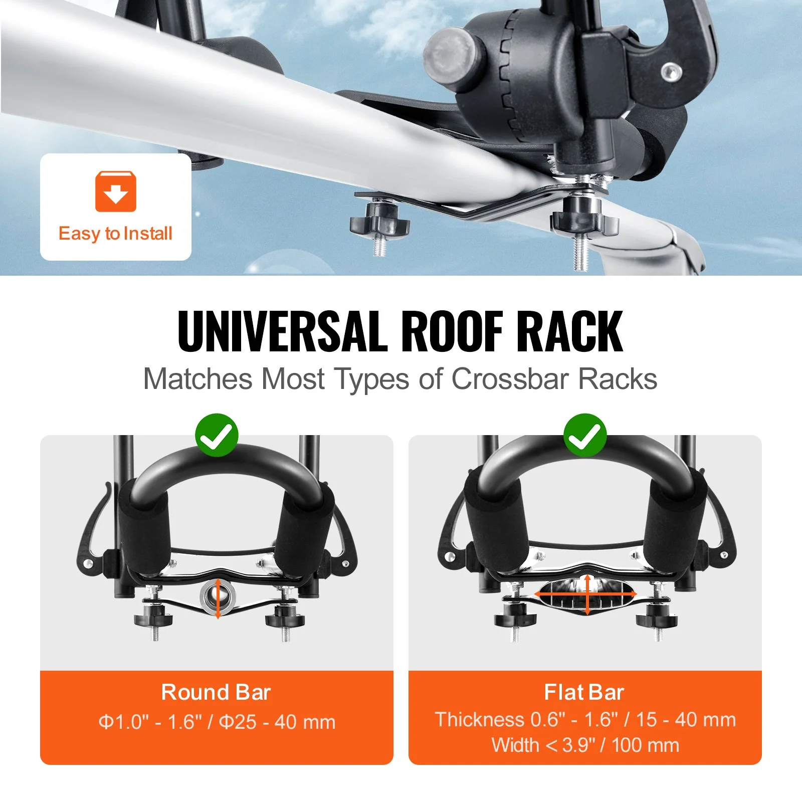 Kayak Roof Rack 2 Pairs J-Bar, Soft Roof Rack Quick Folding, Top Mount Tie Down, Carrier for kayak, Surf Board, Canoe, SUP, Ski Board, Mount on Car, SUV, Truck, 2 Kayaks - Image 5