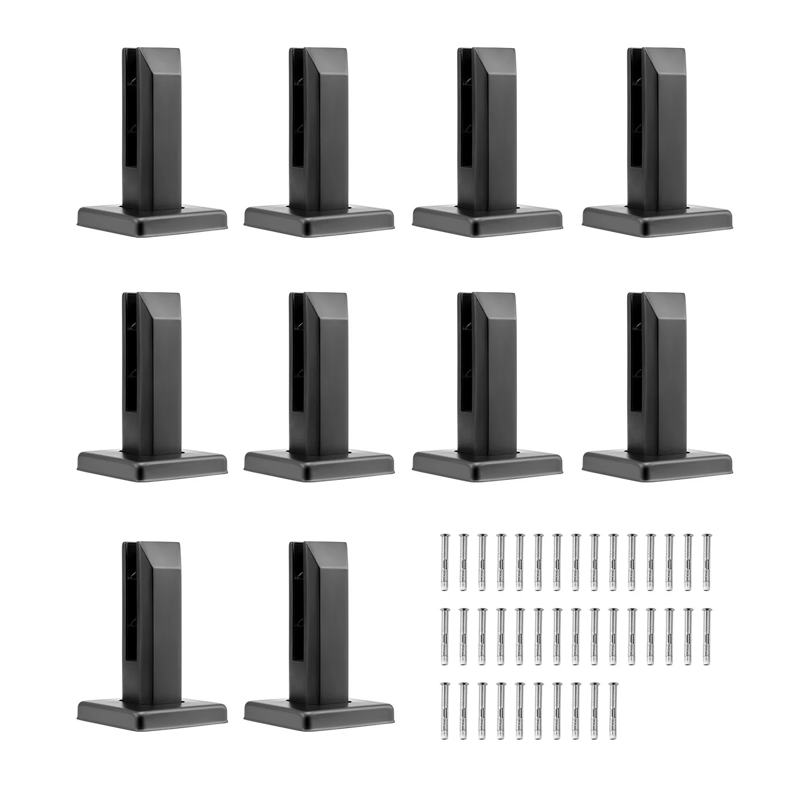 Glass Clamp, 10 PCS Square Glass Railing Bracket for 0.31 "-0.47 " Tempered Glass, 304 Stainless Steel Glass Mounting Clamp, 0.12" Thick Glass Shelf Bracket for Balcony, Garden, Deck, Stair